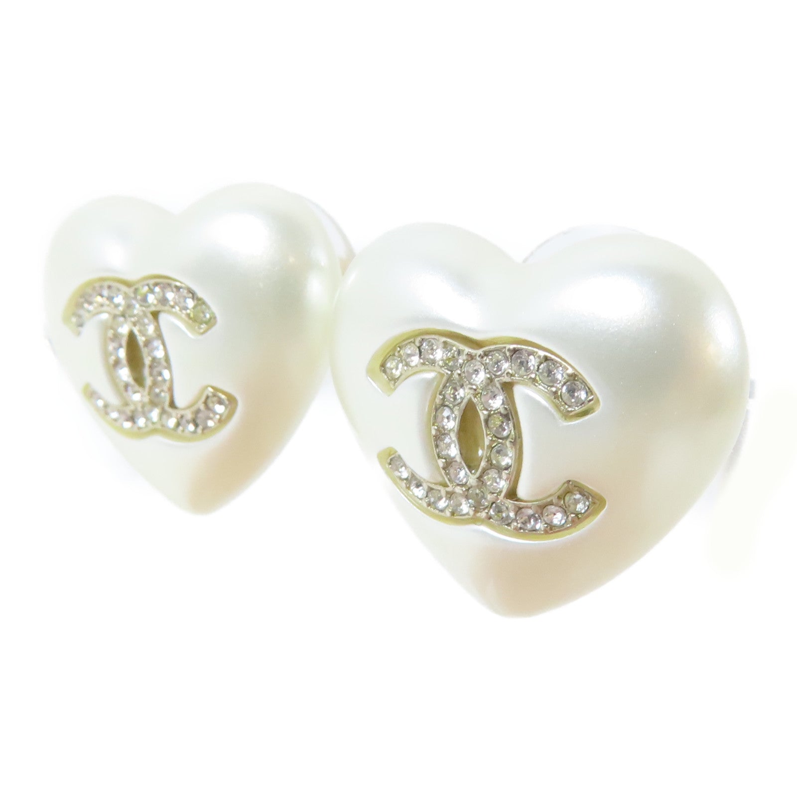 CHANEL 【激減優惠】PVC/水晶Pierced Earrings耳環白色
