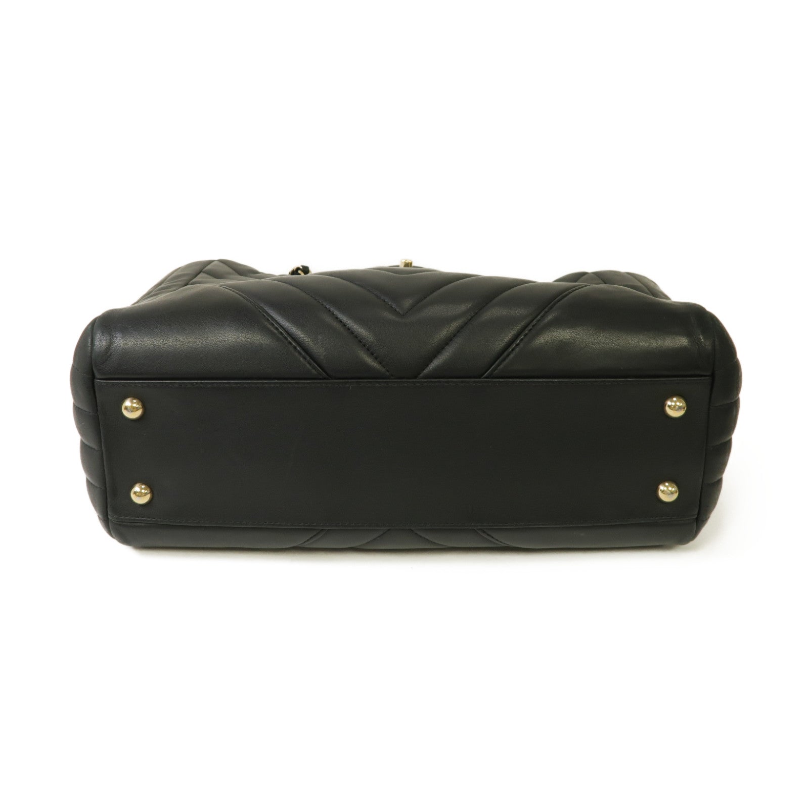 CHANEL 斜紋牛皮皮革2way Shoulder Bag金扣手挽肩背兩用袋黒色