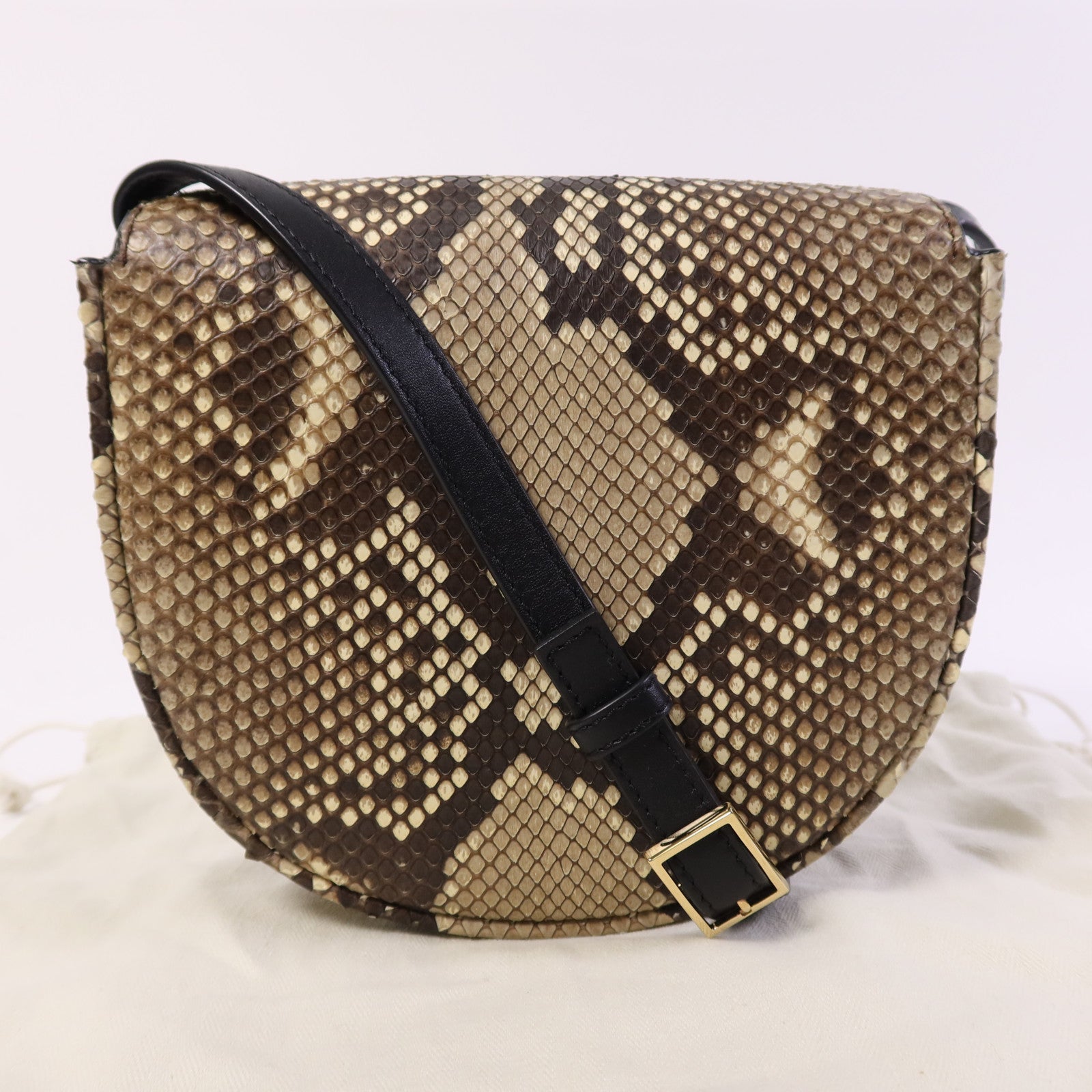 LOEWE 【激減優惠】蛇皮/牛皮皮革Heel Duo金扣肩背袋