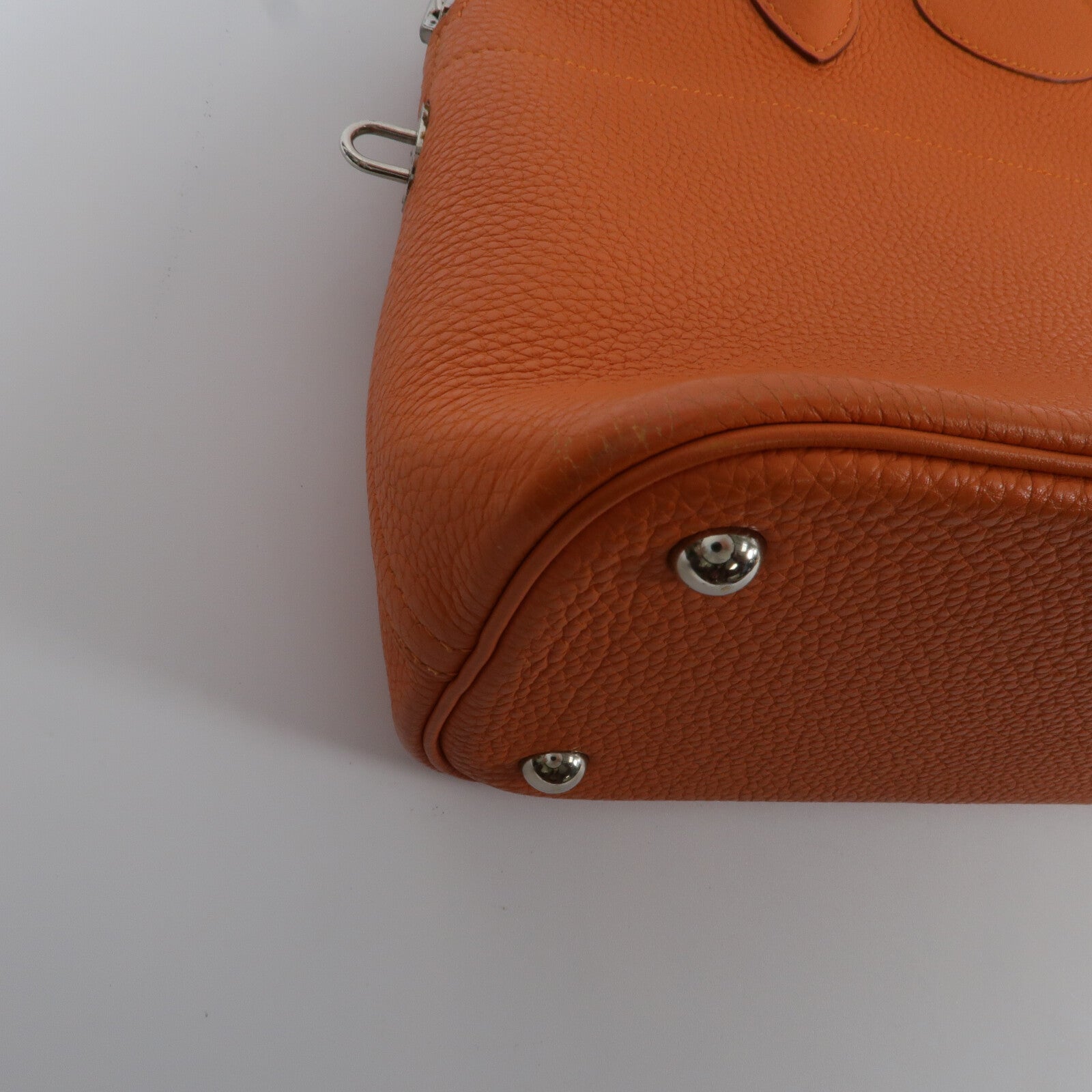 HERMES Clemence皮革Bolide 31手挽袋Orange