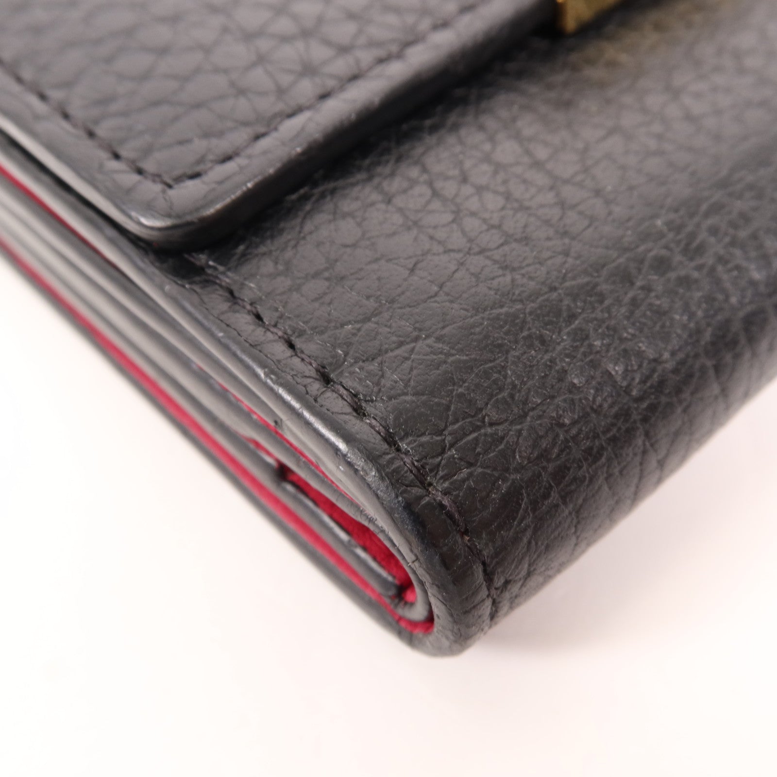 LOUIS VUITTON Taurillon皮革Capucines XS Wallet金扣短錢包