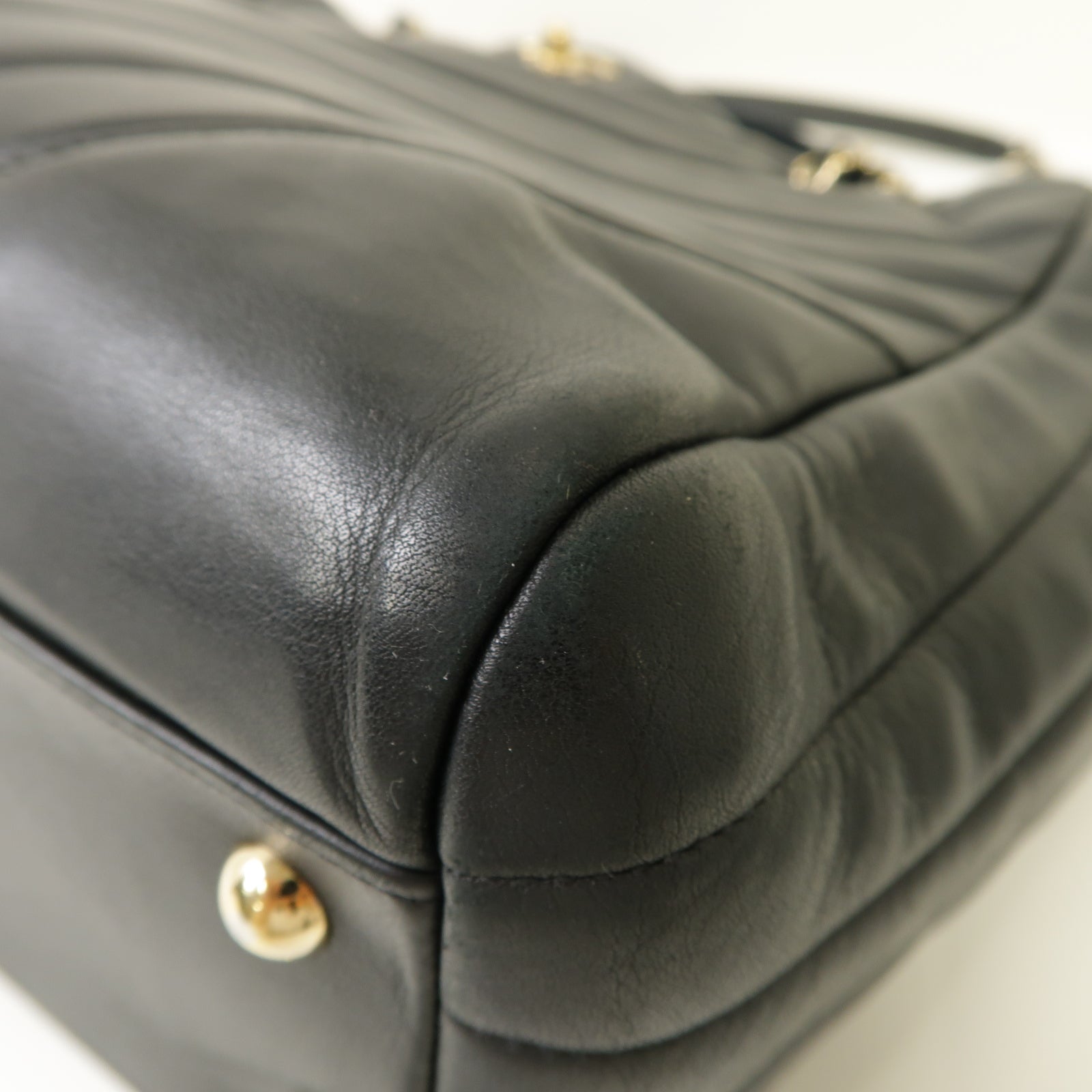CHANEL 斜紋牛皮皮革2way Shoulder Bag金扣手挽肩背兩用袋黒色