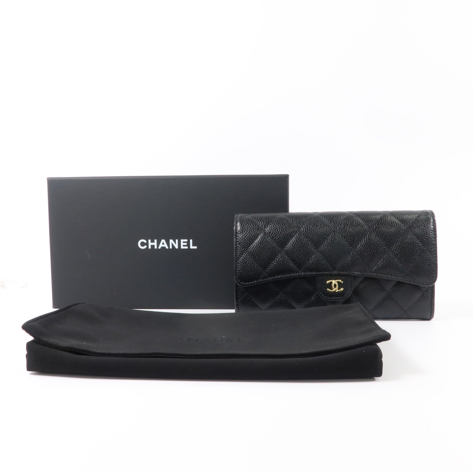 CHANEL 牛皮皮革Classic Flap Long Wallet金扣長錢包