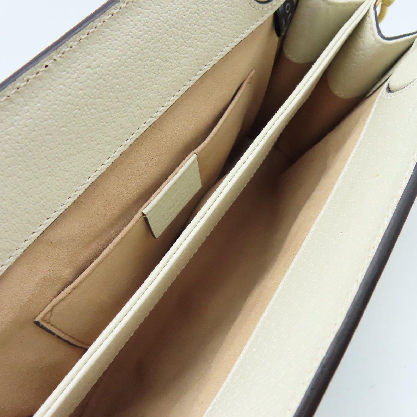 GUCCI 【激減優惠】塗層帆布Ophidia GG鏈帶肩背袋米白色