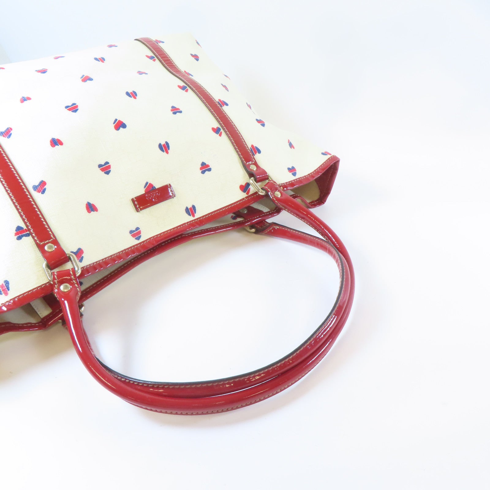 GUCCI 【激減優惠】塗層帆布Shoulder Bag銀扣肩背袋白色/紅色