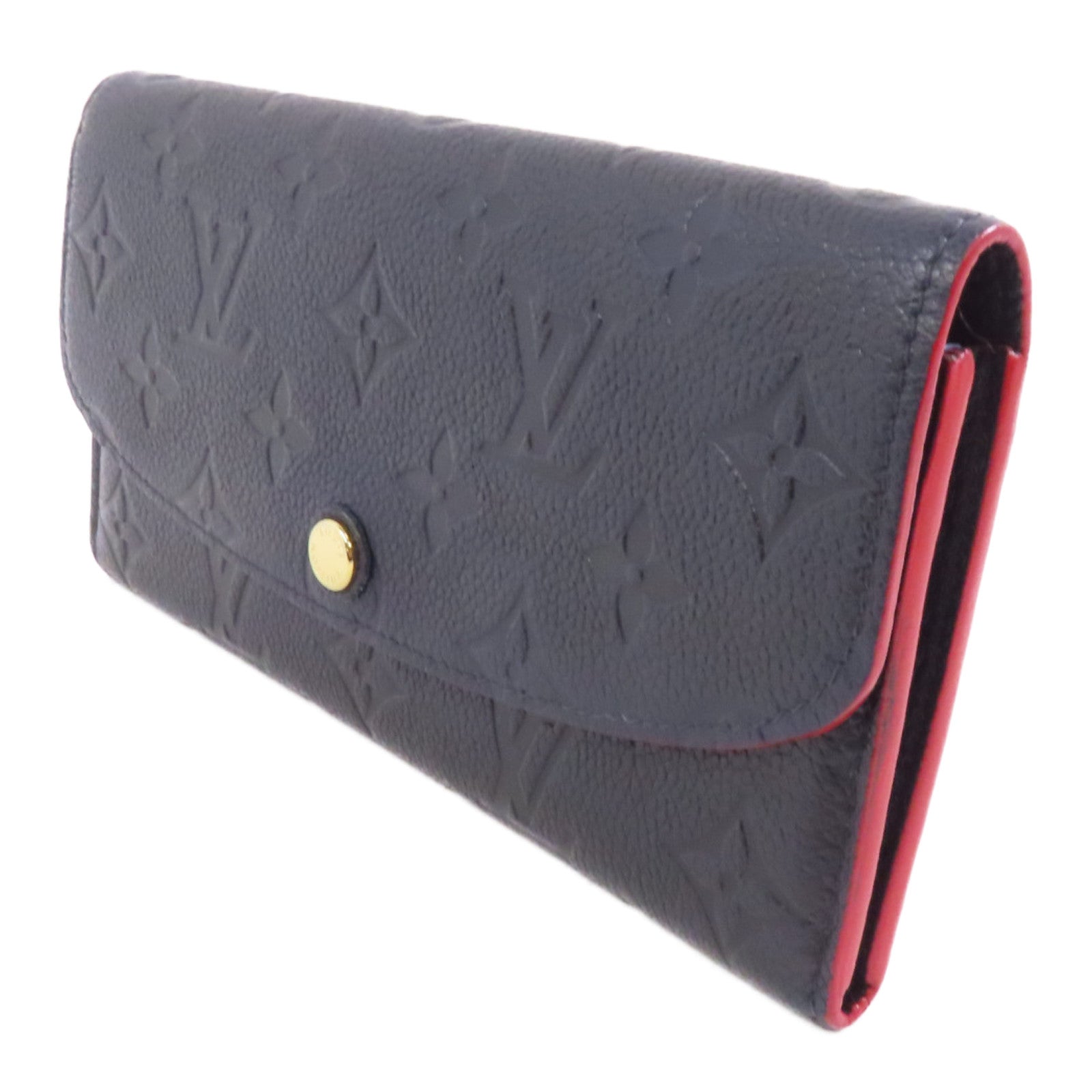 LOUIS VUITTON Monogram Empreinte Portefeuille Emily金扣長錢包深藍色
