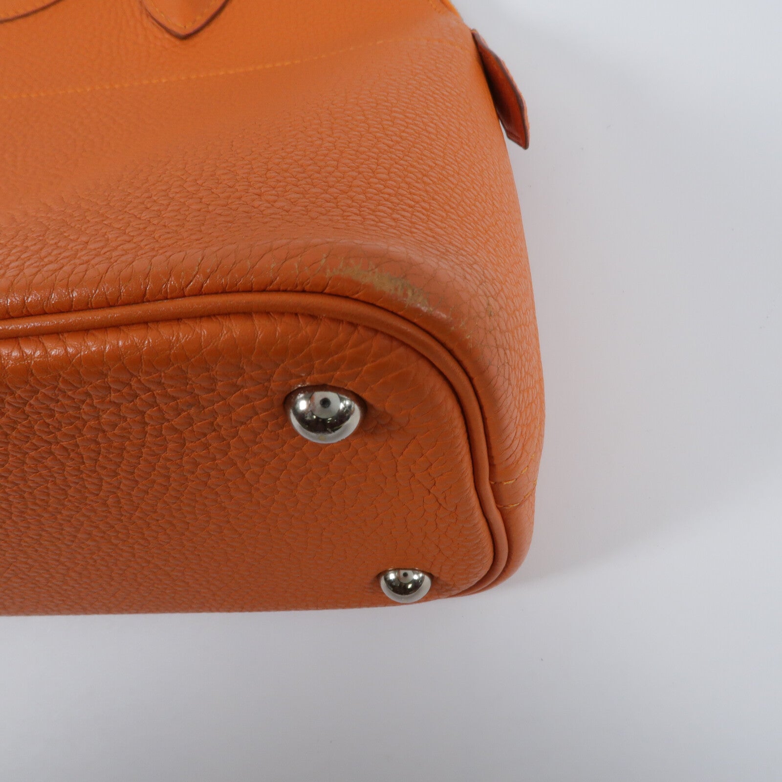HERMES Clemence皮革Bolide 31手挽袋Orange