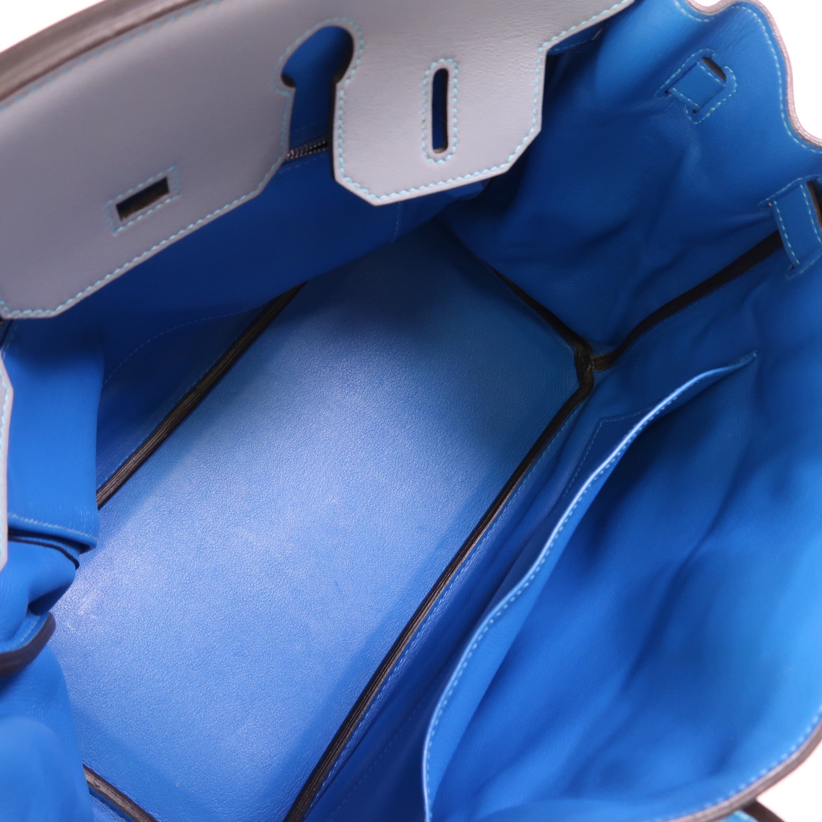 HERMES Swift皮革Birkin 30銀扣手挽袋Ultraviolet/Bleu Hydra/Ciel