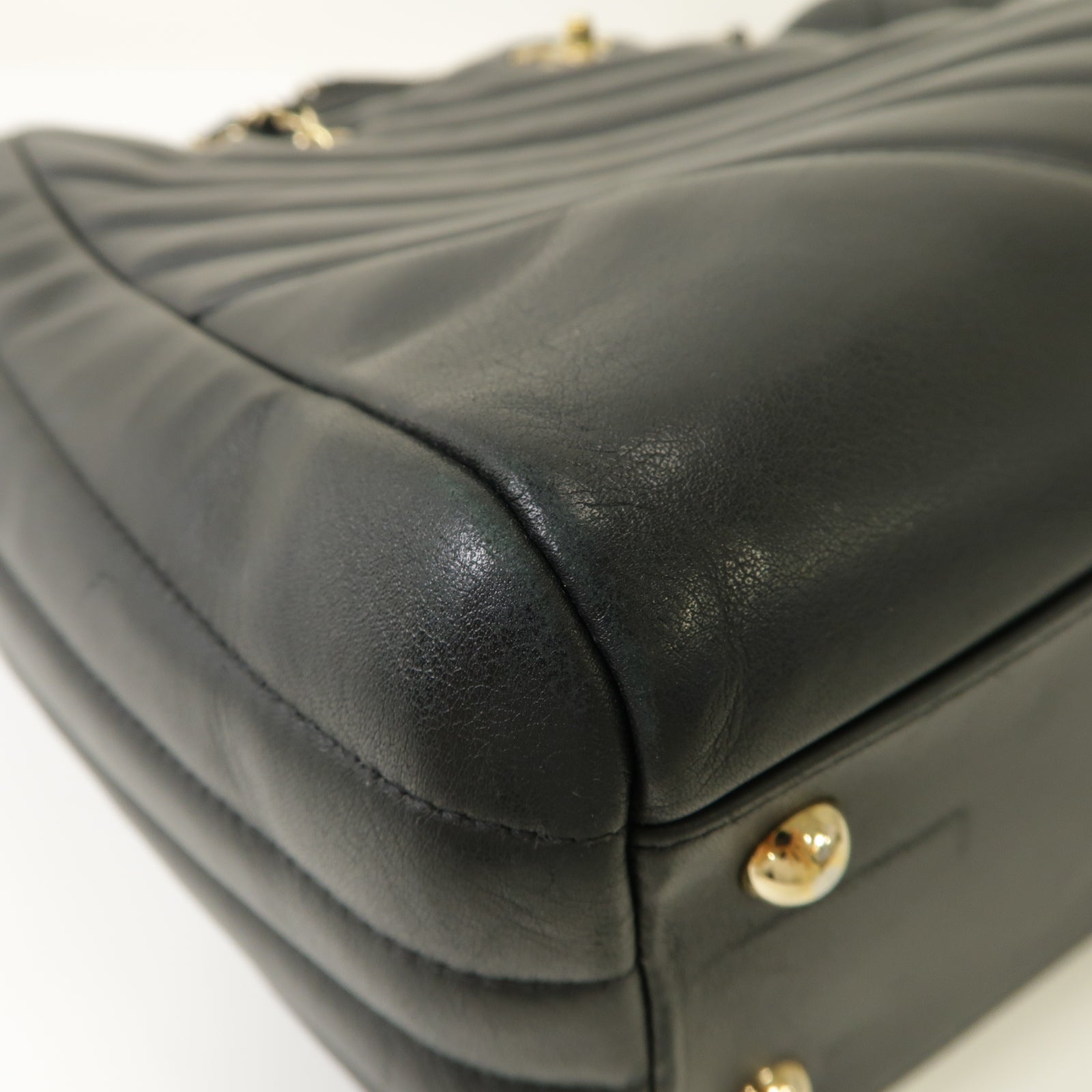 CHANEL 斜紋牛皮皮革2way Shoulder Bag金扣手挽肩背兩用袋黒色