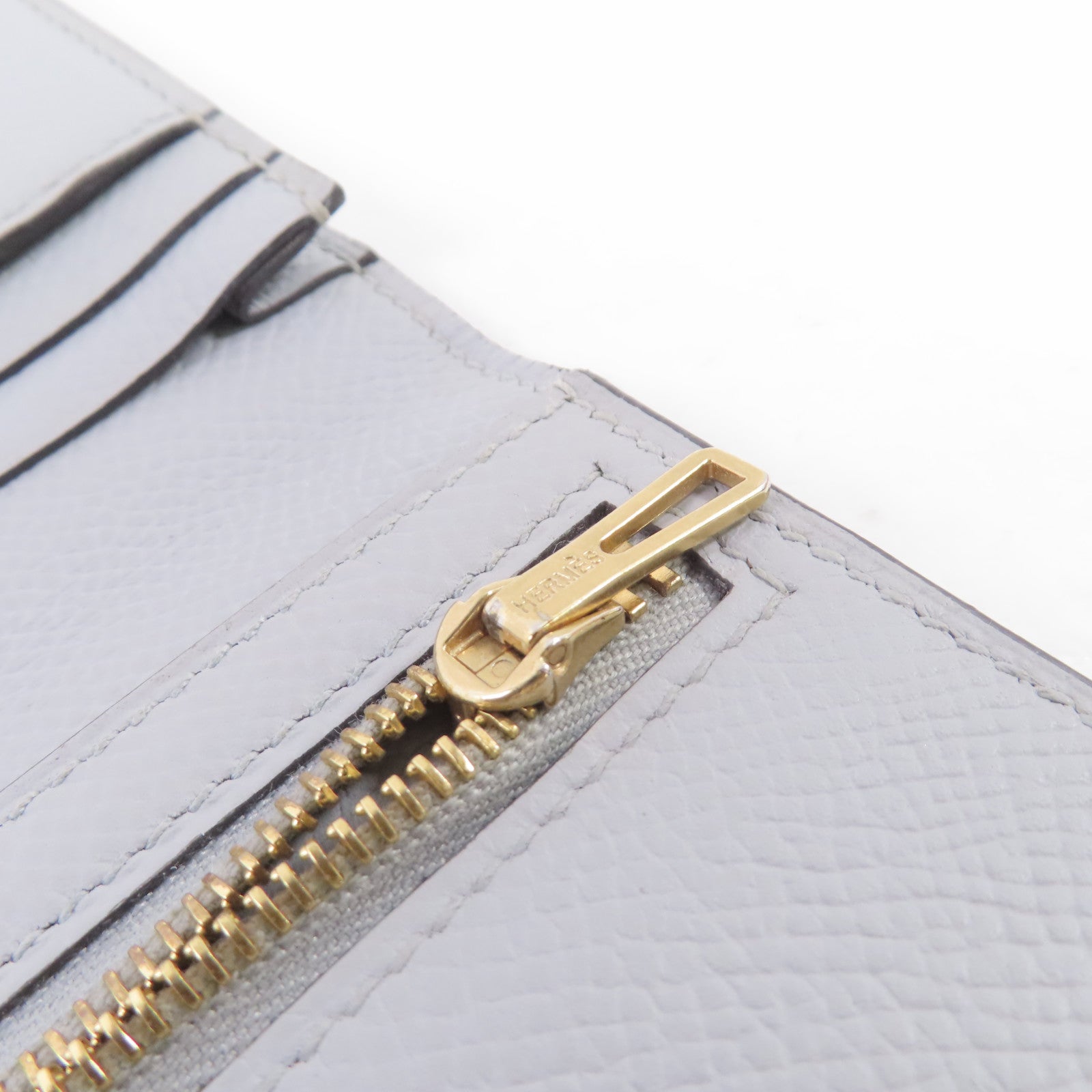 HERMES (PRICE DOWN) GHW Bearn W Snap Long Wallet Epsom Leather Y7 Bleu Orage Light-Blue