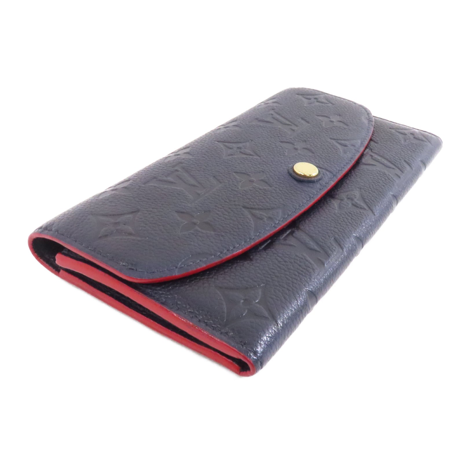 LOUIS VUITTON Monogram Empreinte Portefeuille Emily金扣長錢包深藍色