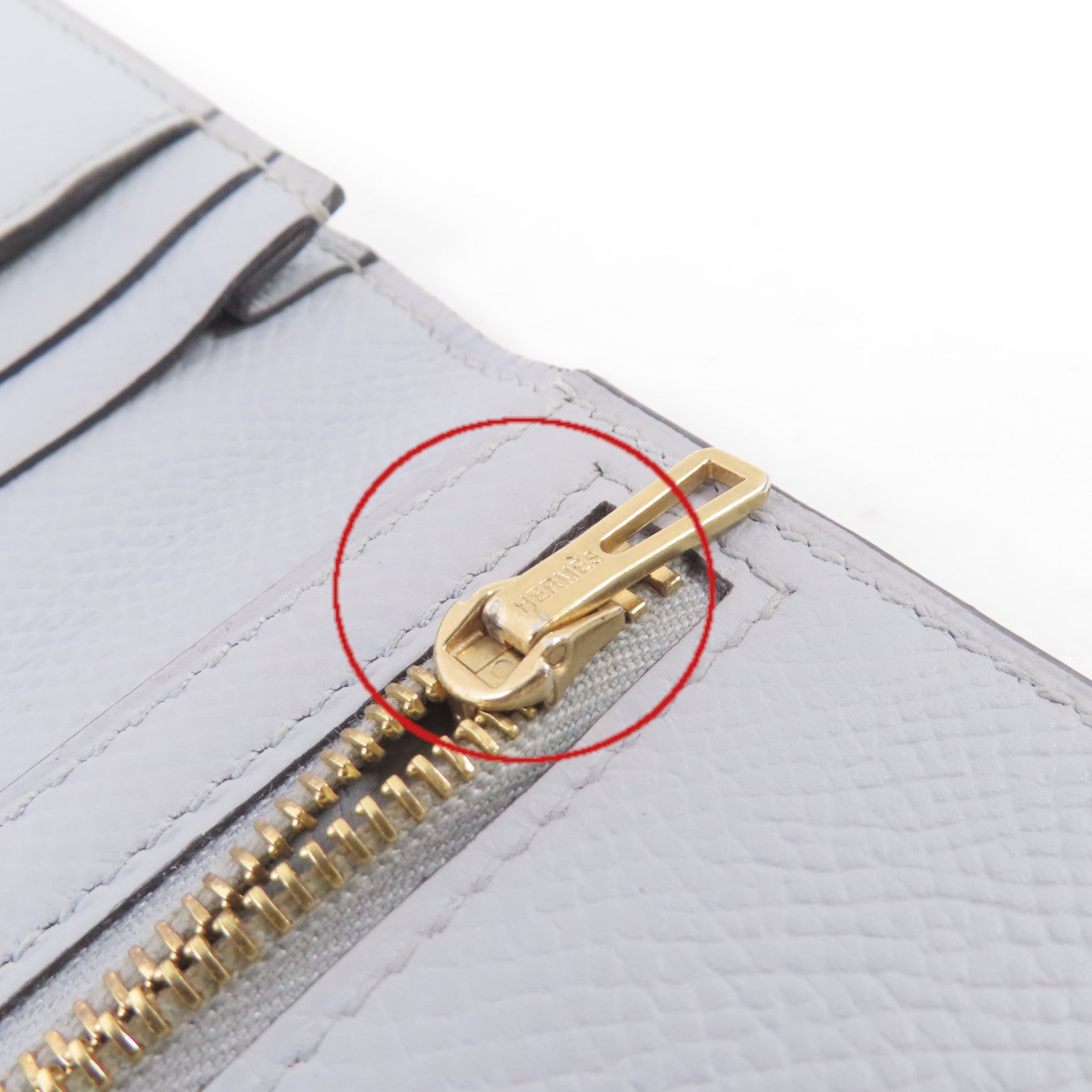 HERMES (PRICE DOWN) GHW Bearn W Snap Long Wallet Epsom Leather Y7 Bleu Orage Light-Blue
