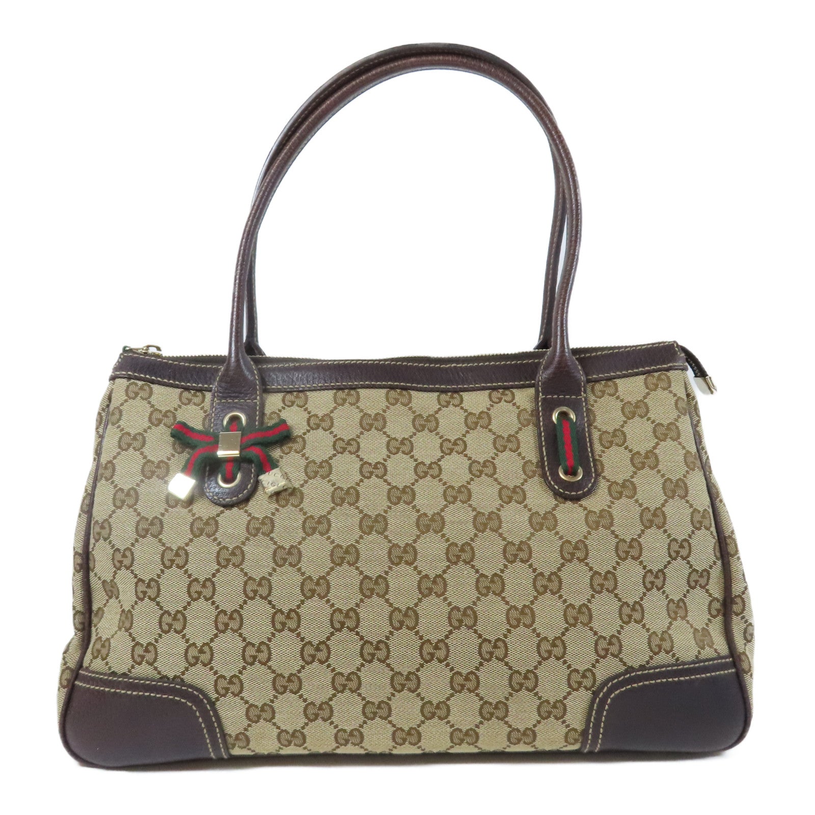 GUCCI 帆布Shoulder Bag金扣肩背袋啡色
