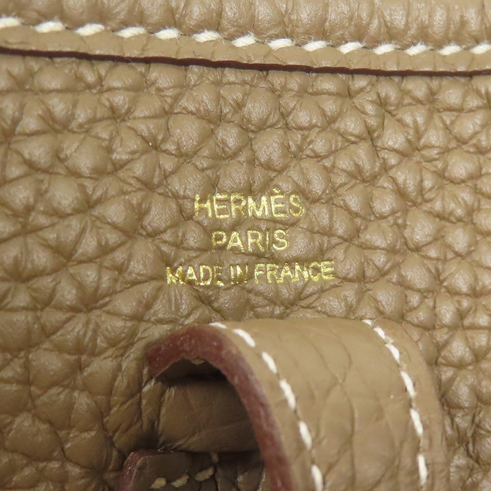 HERMES Clemence皮革Evelyne TPM金扣肩背袋Etoupe