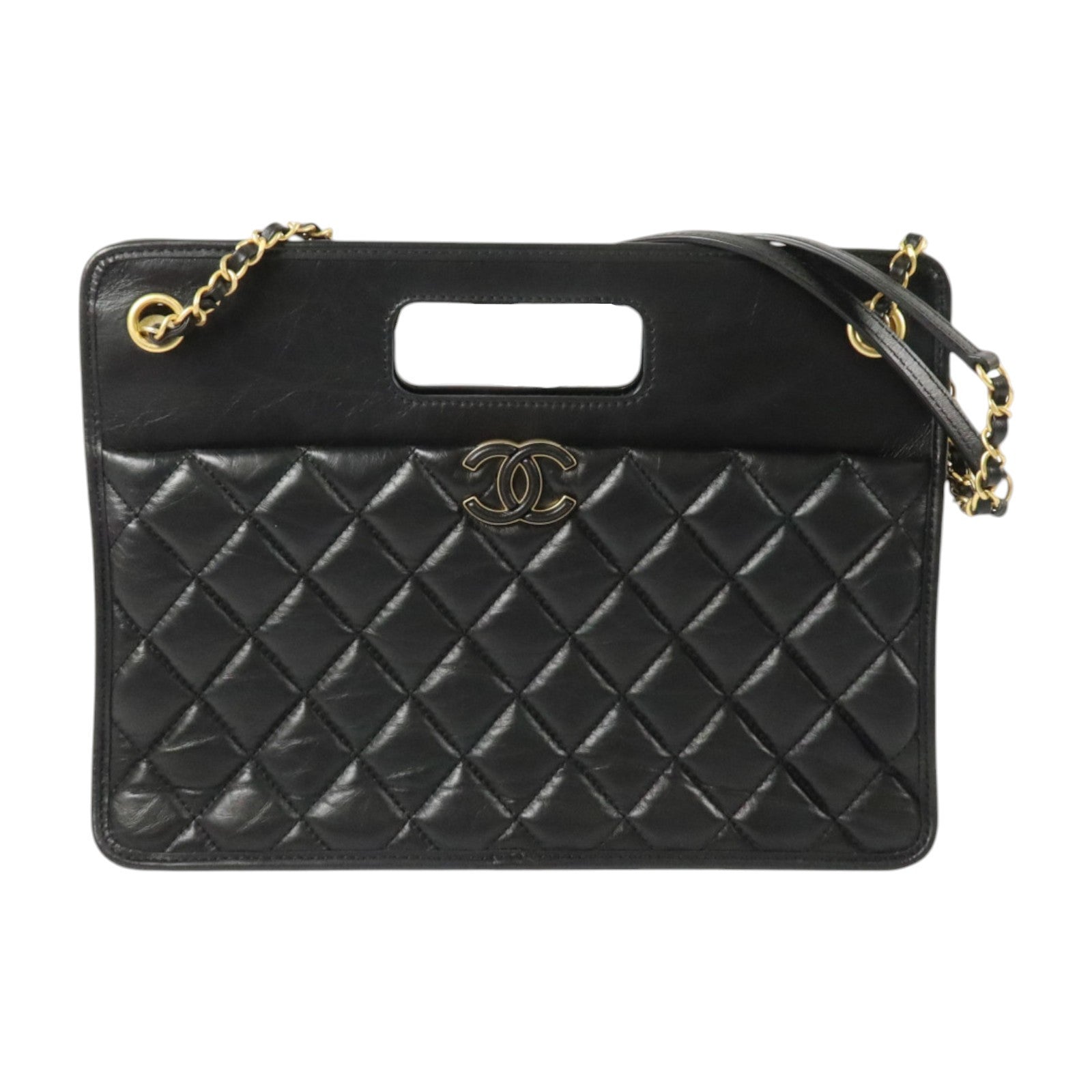 CHANEL 羊皮皮革Graphic Catch金扣鏈帶肩背袋
