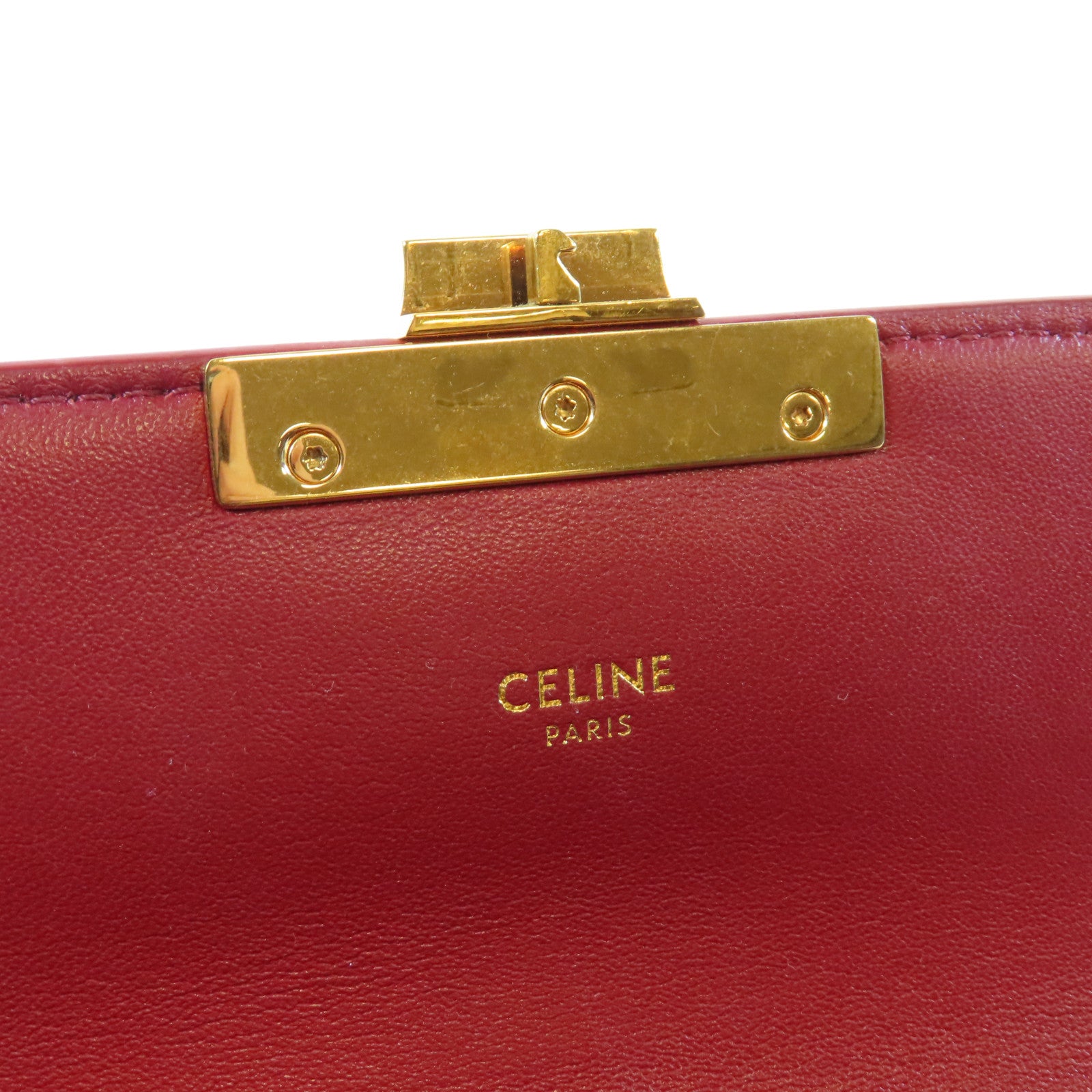 CELINE 蛇皮皮革Triomphe Shoulder Bag金扣肩背袋紅色