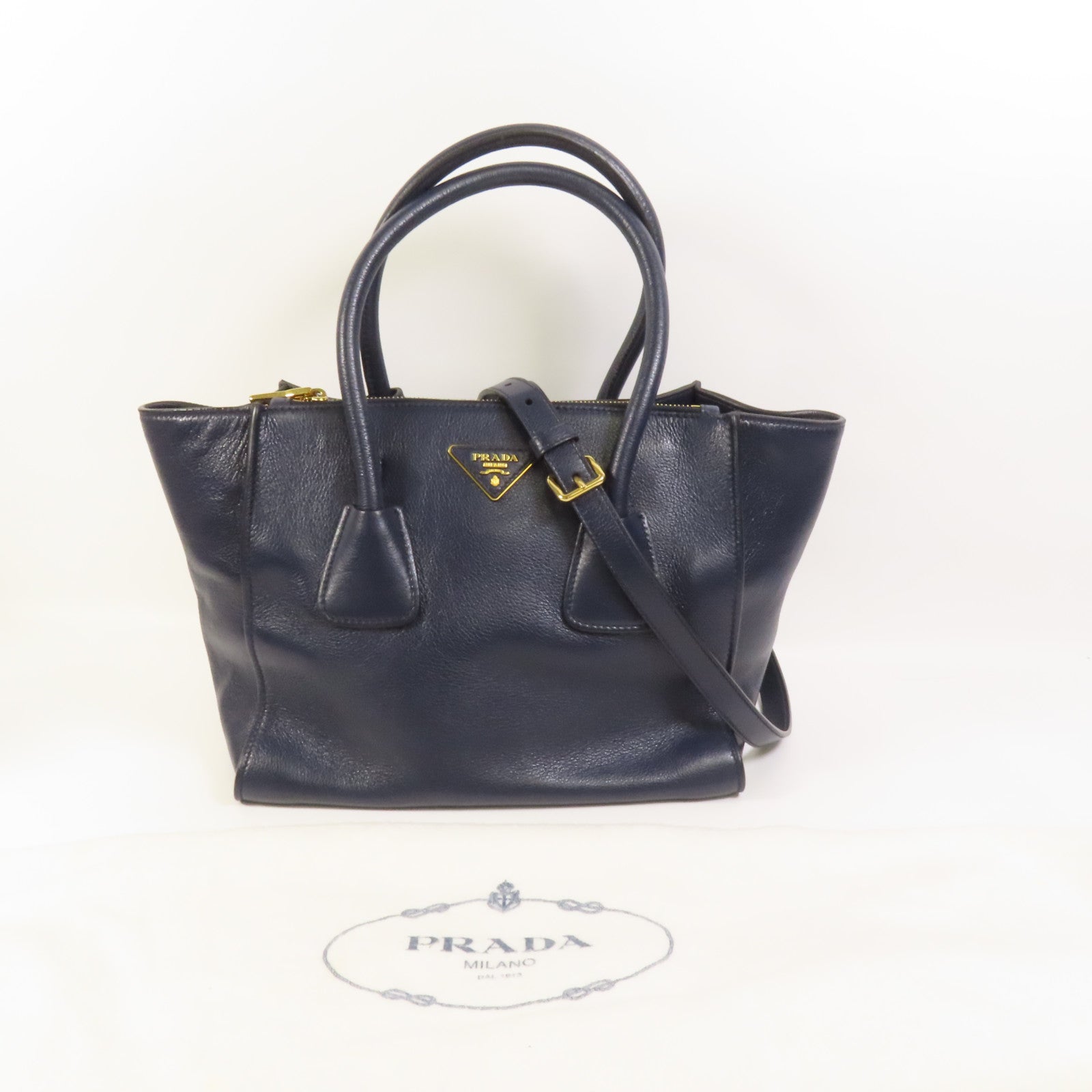 PRADA 牛皮皮革2way Shoulder Bag金扣手挽肩背兩用袋