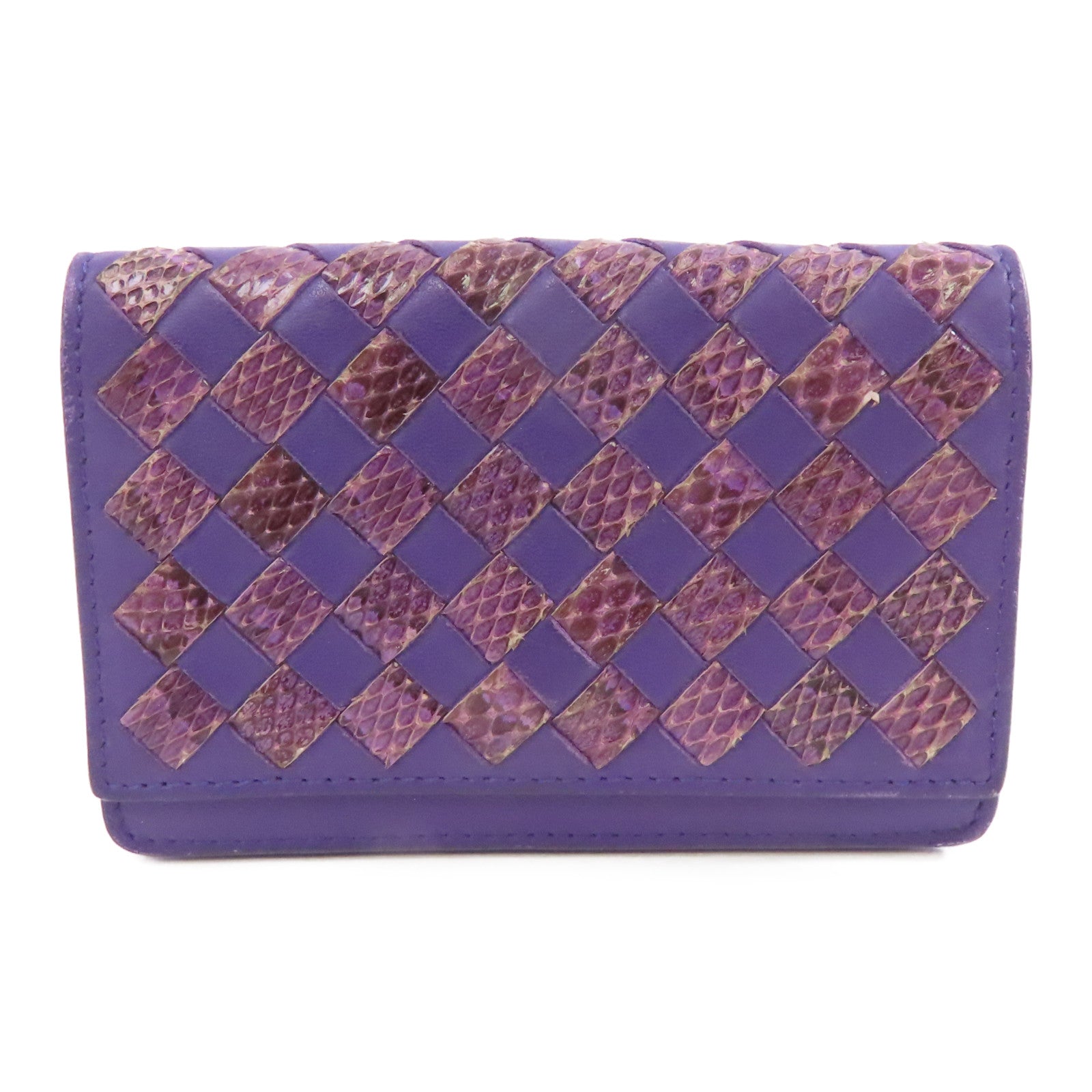 BOTTEGA VENETA 【激減優惠】羊皮皮革/蛇皮皮革Card Case卡片套紫色