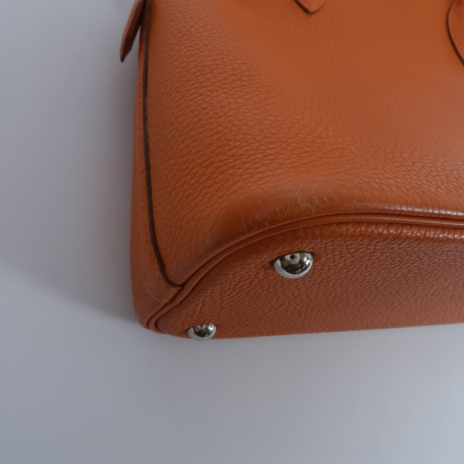 HERMES Clemence皮革Bolide 31手挽袋Orange