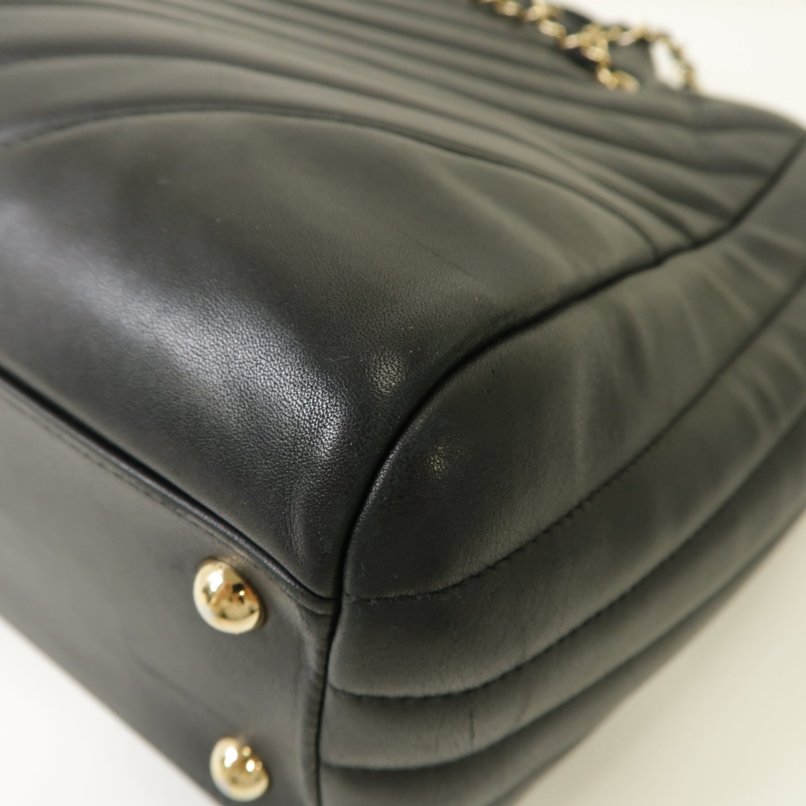 CHANEL 斜紋牛皮皮革2way Shoulder Bag金扣手挽肩背兩用袋黒色