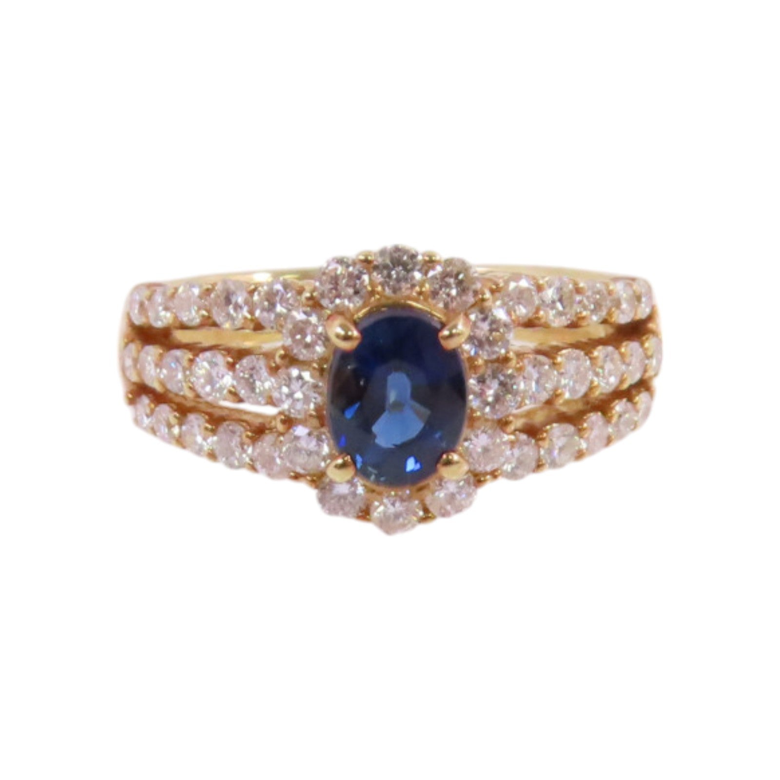 JEWELRY 【激減優惠】18K黃金/藍寶石/鑽石Sapphire Diamond Ring戒指US#6