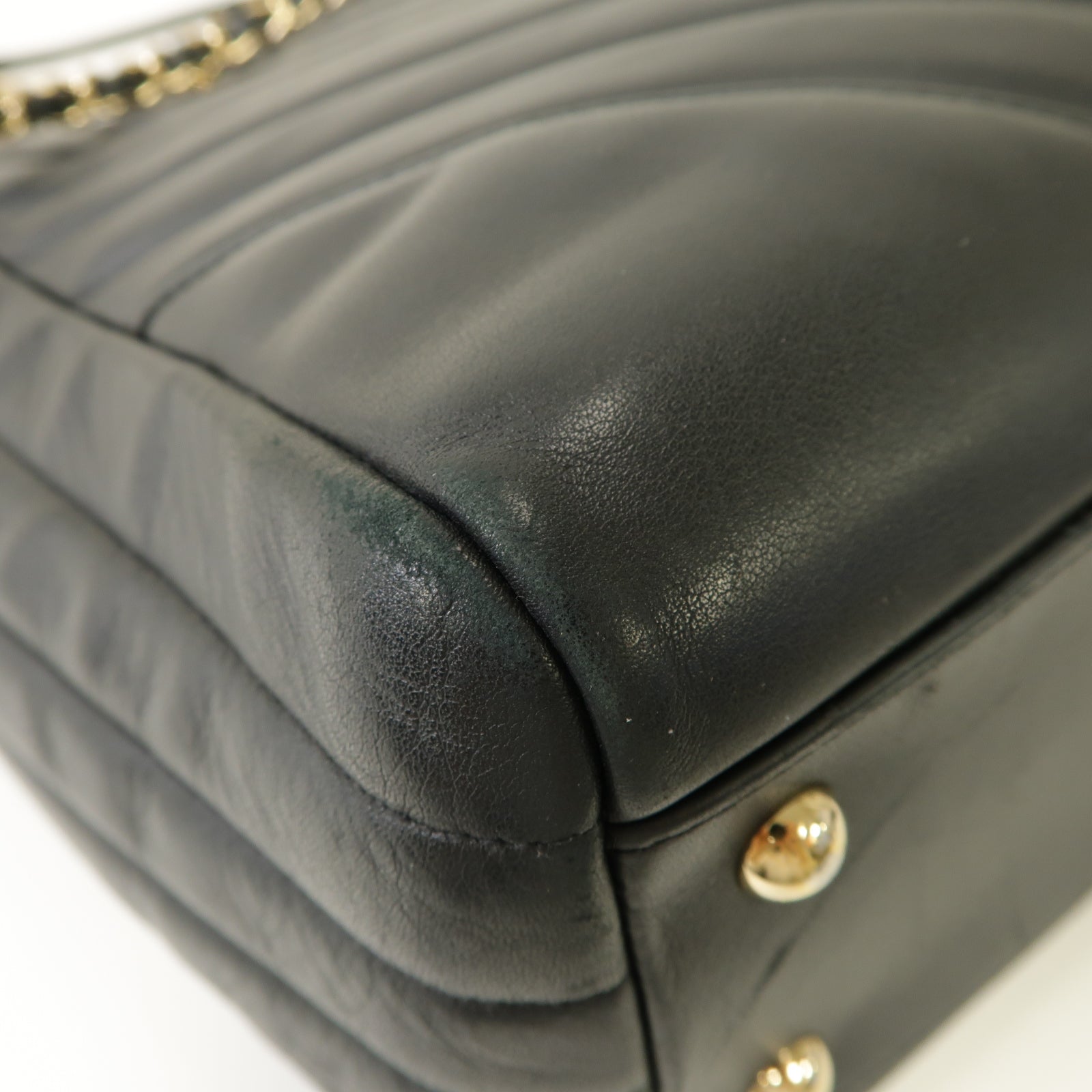 CHANEL 斜紋牛皮皮革2way Shoulder Bag金扣手挽肩背兩用袋黒色