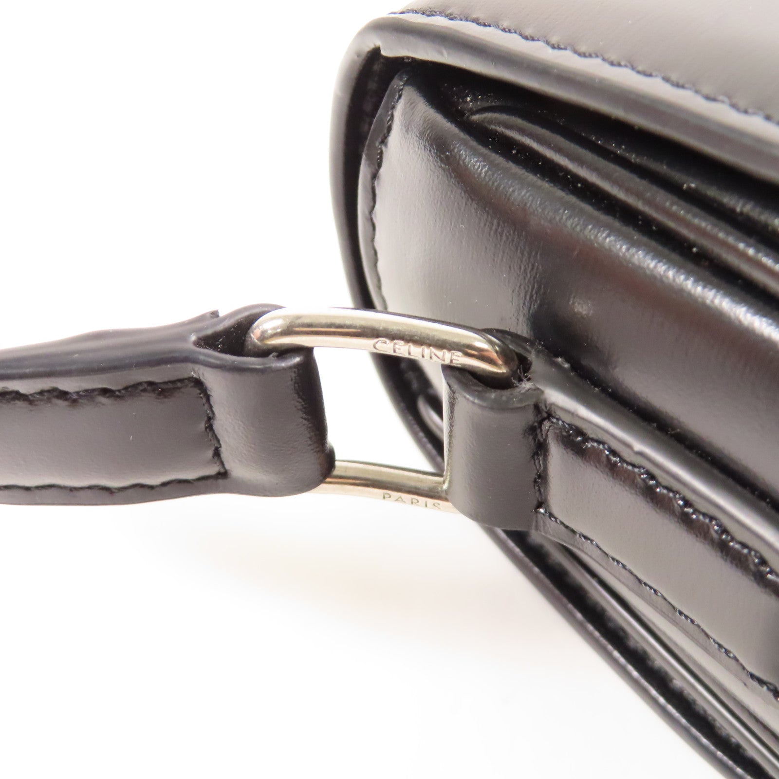 CELINE 牛皮皮革Teen Triomphe Bag銀扣肩背袋