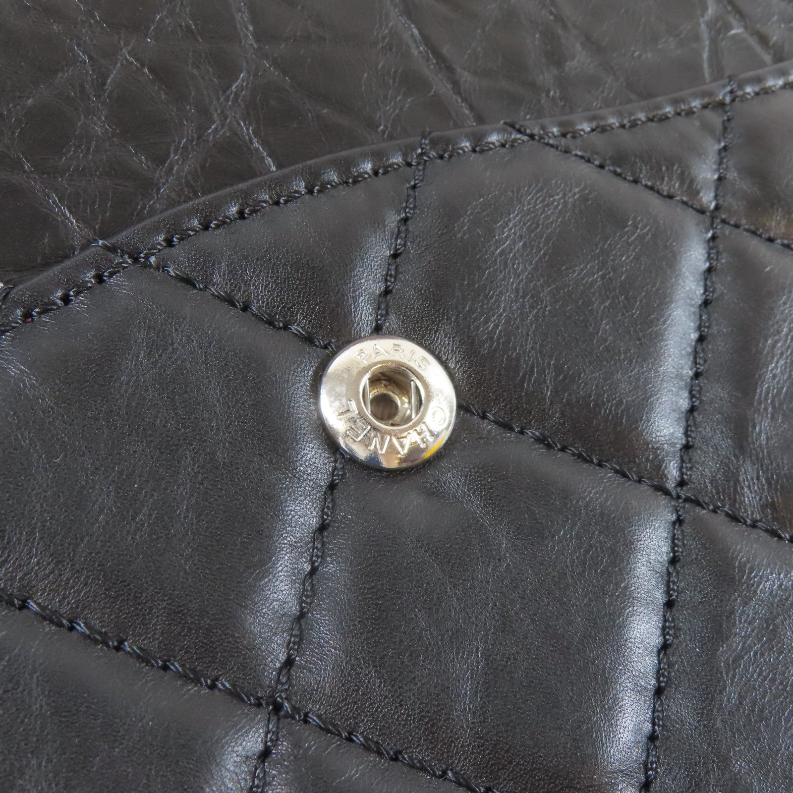CHANEL 【清倉大減價】菱格牛皮皮革2.55 Chain Shoulder銀扣鏈帶肩背袋黑色