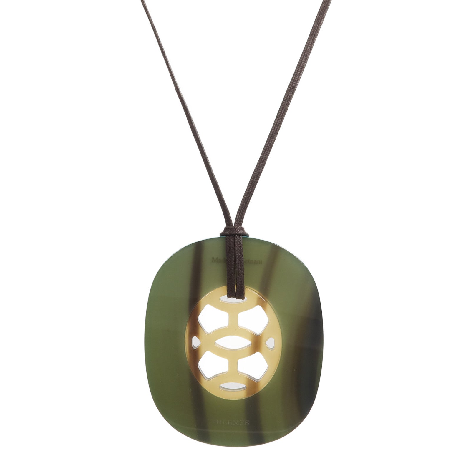HERMES 水牛角/ 漆木Lift Pendant項鍊