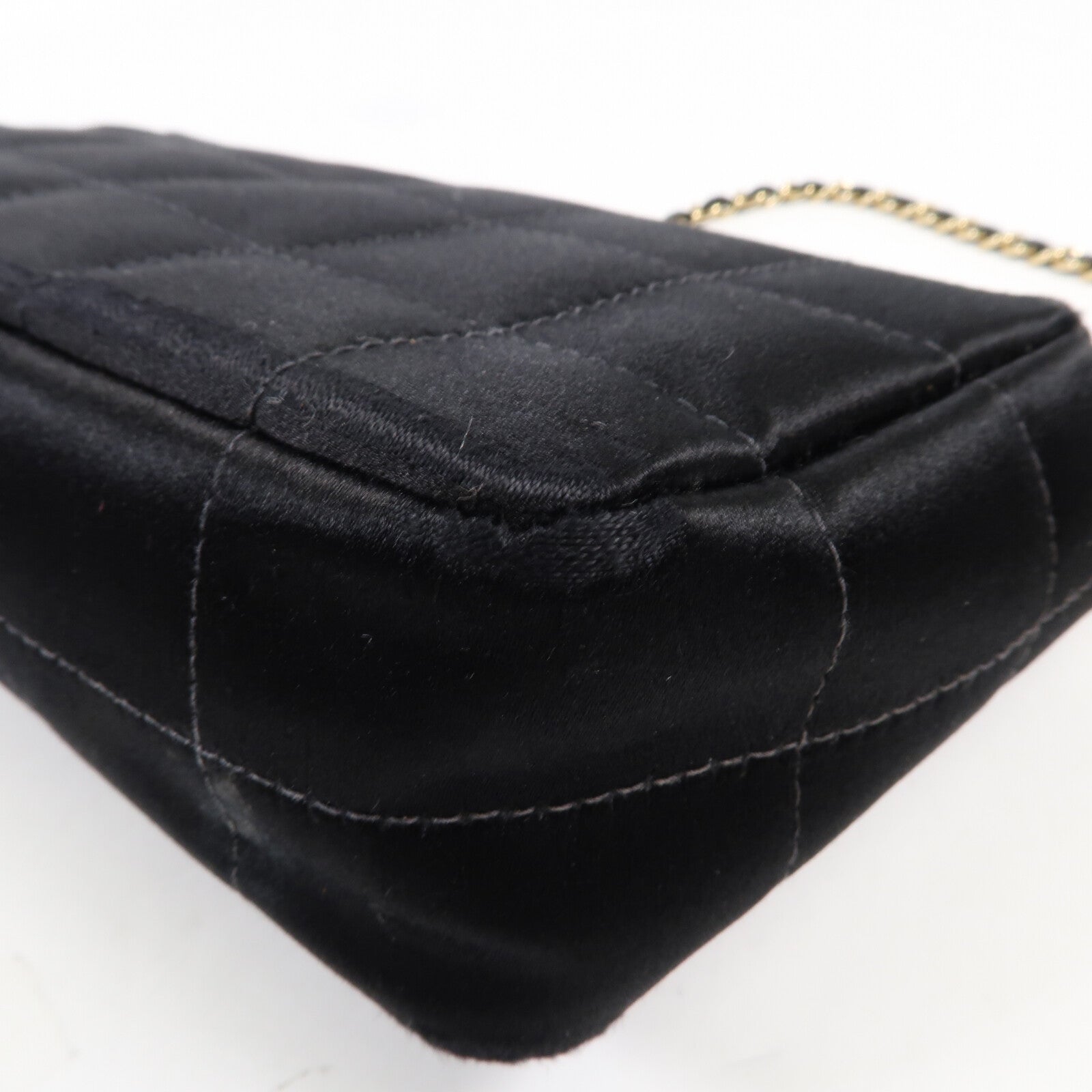 CHANEL 帆布Chain Shoulder金扣鏈帶肩背袋