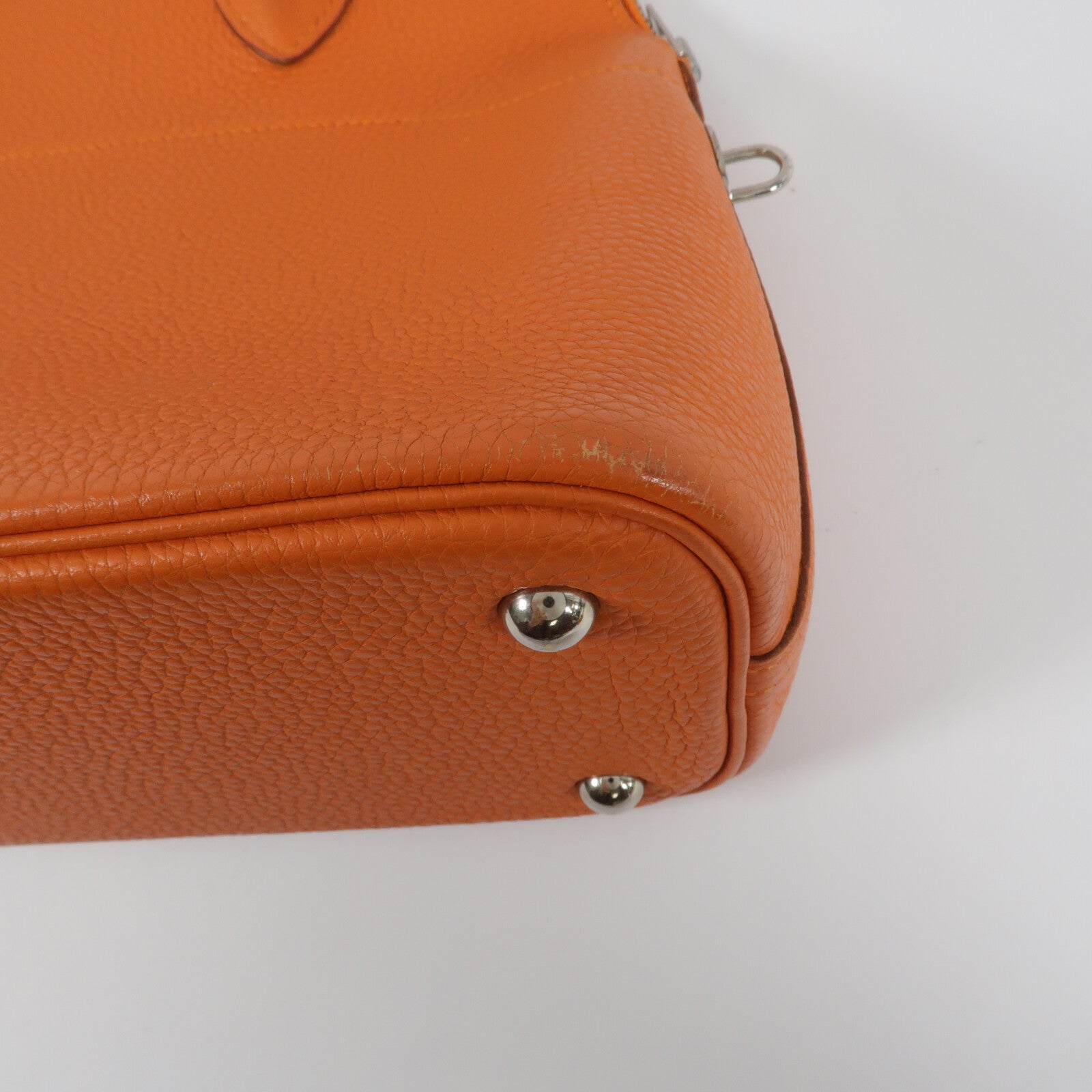 HERMES Clemence皮革Bolide 31手挽袋Orange