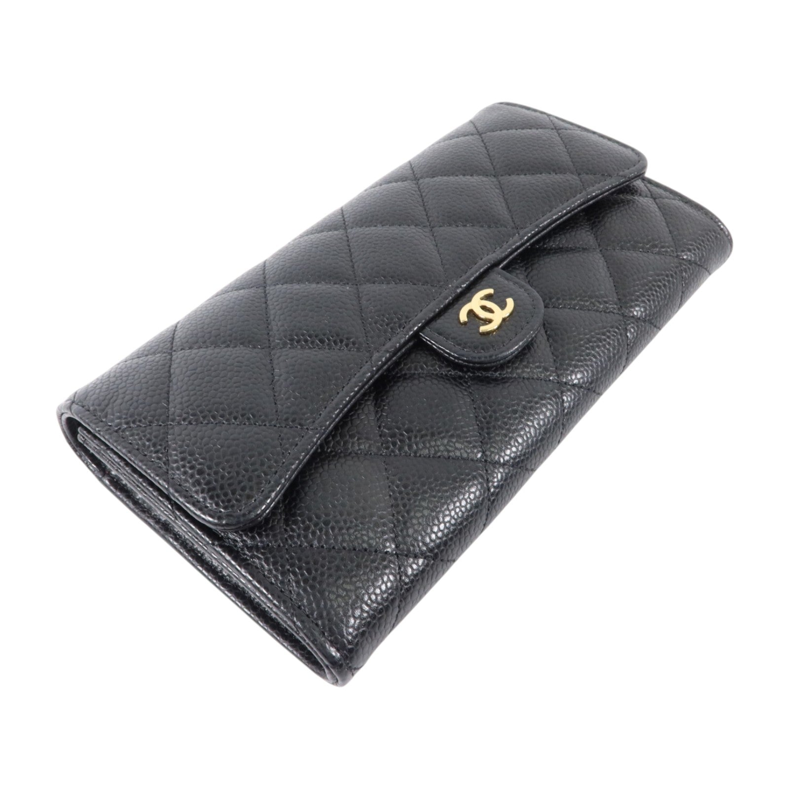 CHANEL 牛皮皮革Classic Flap Long Wallet金扣長錢包