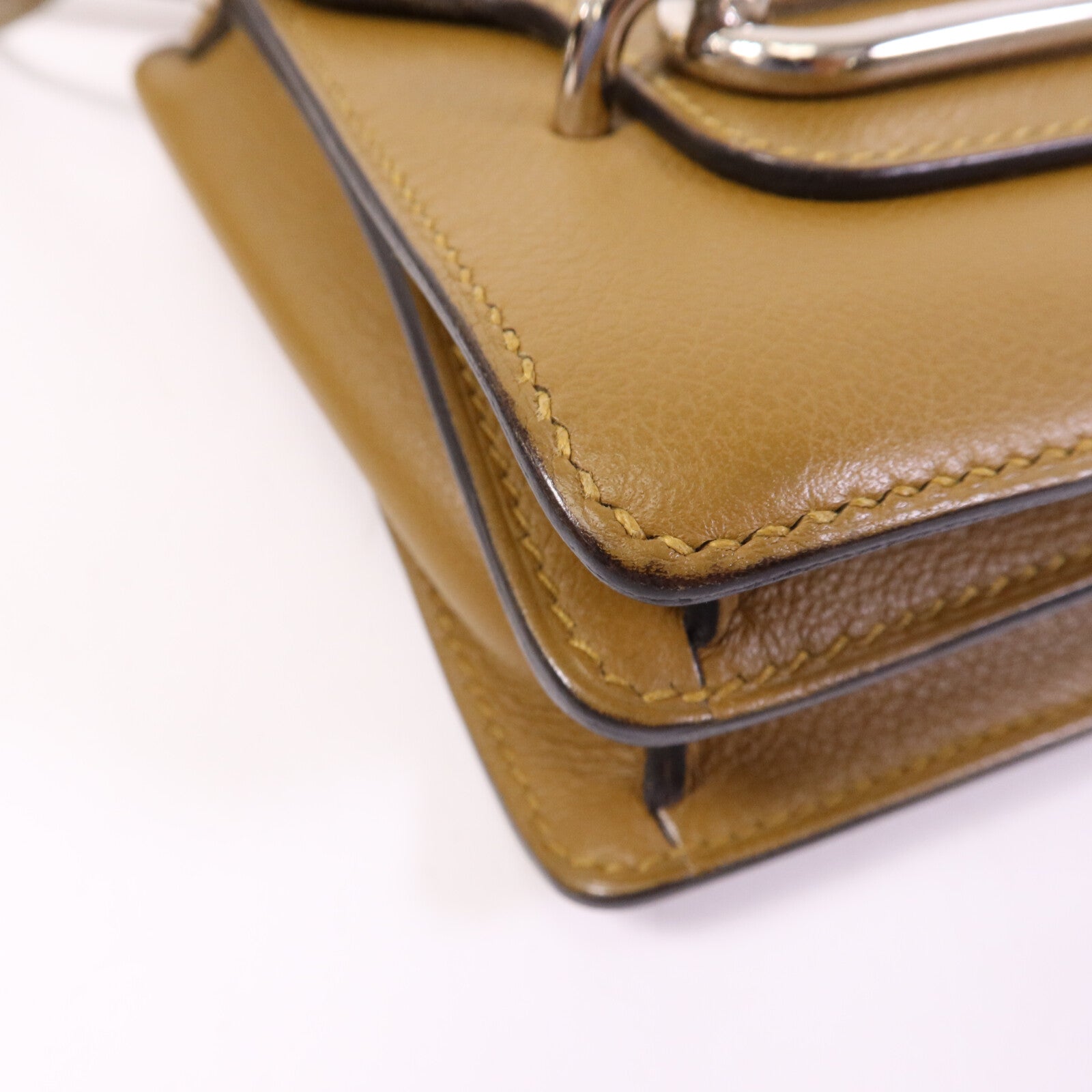 HERMES Evercolor皮革Roulis Mini銀扣肩背袋Alezan