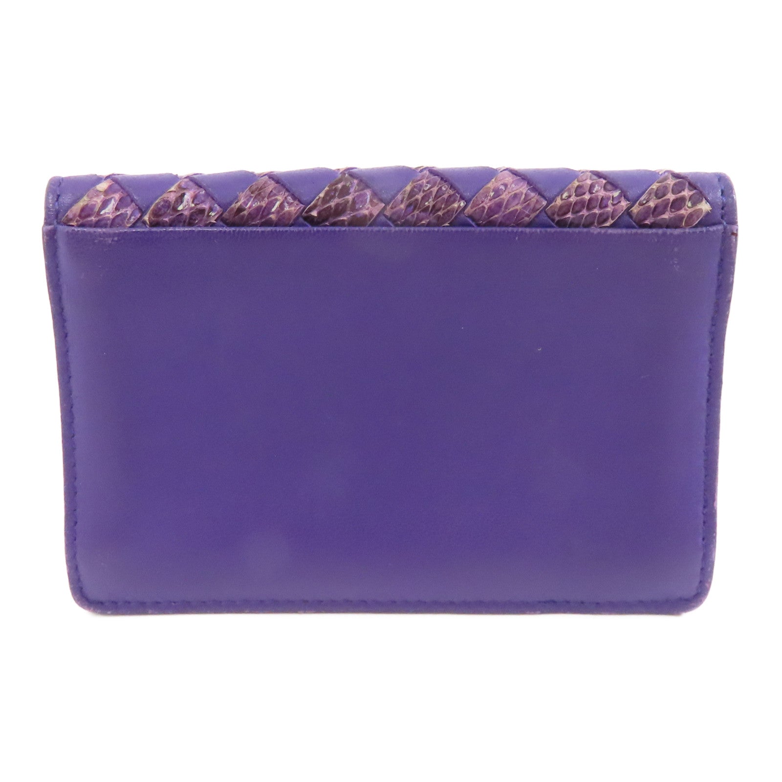 BOTTEGA VENETA 【激減優惠】羊皮皮革/蛇皮皮革Card Case卡片套紫色