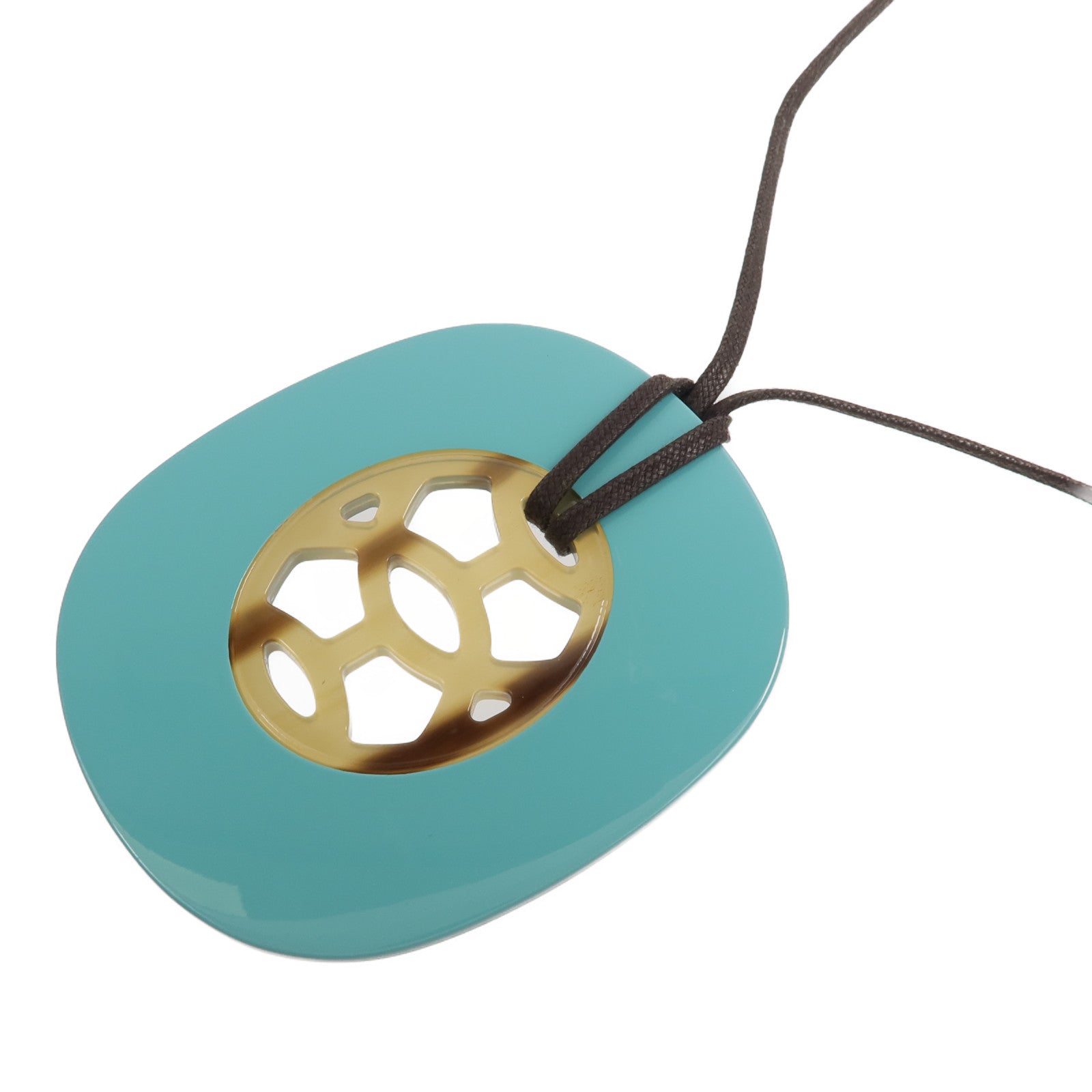 HERMES 水牛角/ 漆木Lift Pendant項鍊