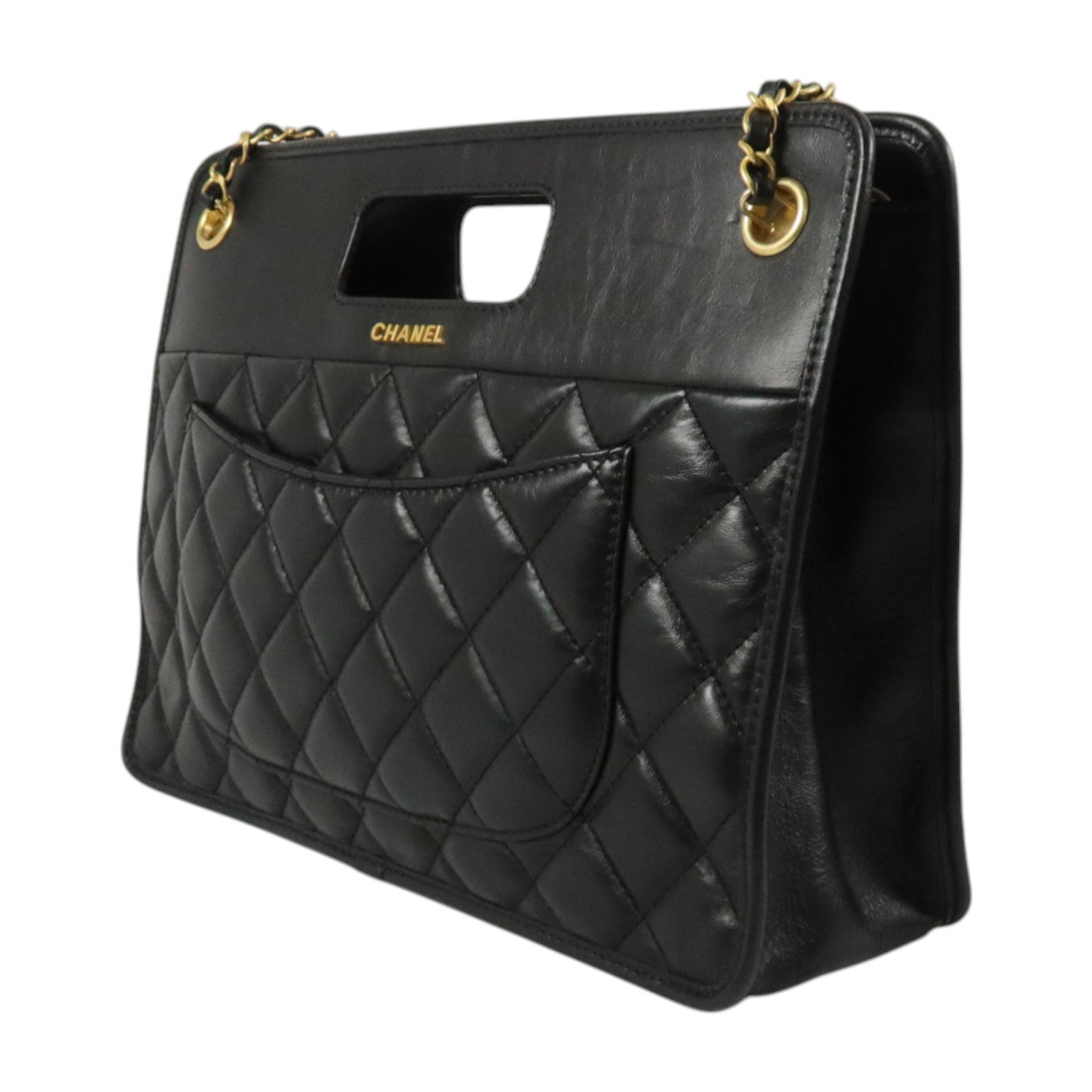 CHANEL 羊皮皮革Graphic Catch金扣鏈帶肩背袋