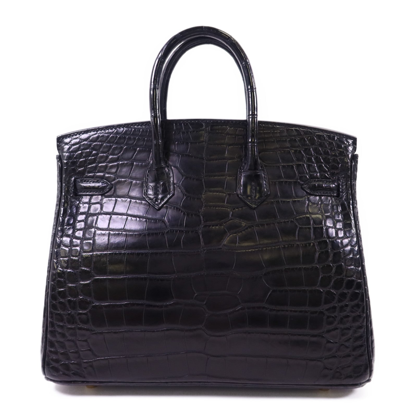 HERMES Alligator Mat皮革Birkin 25金扣手挽袋Noir