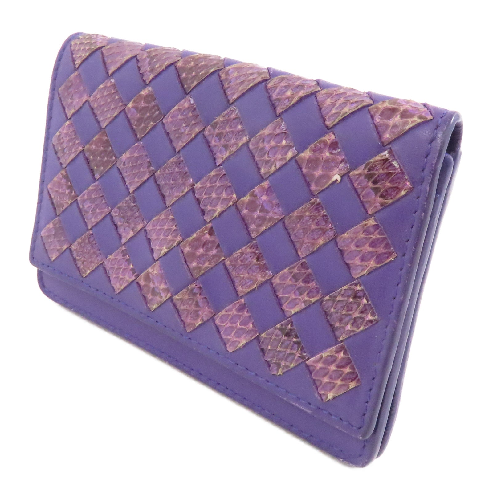 BOTTEGA VENETA 【激減優惠】羊皮皮革/蛇皮皮革Card Case卡片套紫色
