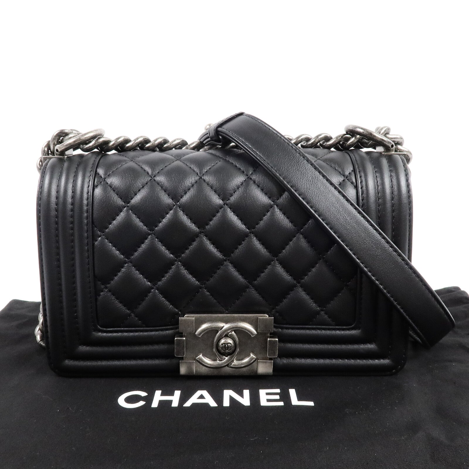 CHANEL 羊皮皮革Boy 20鏈帶肩背袋
