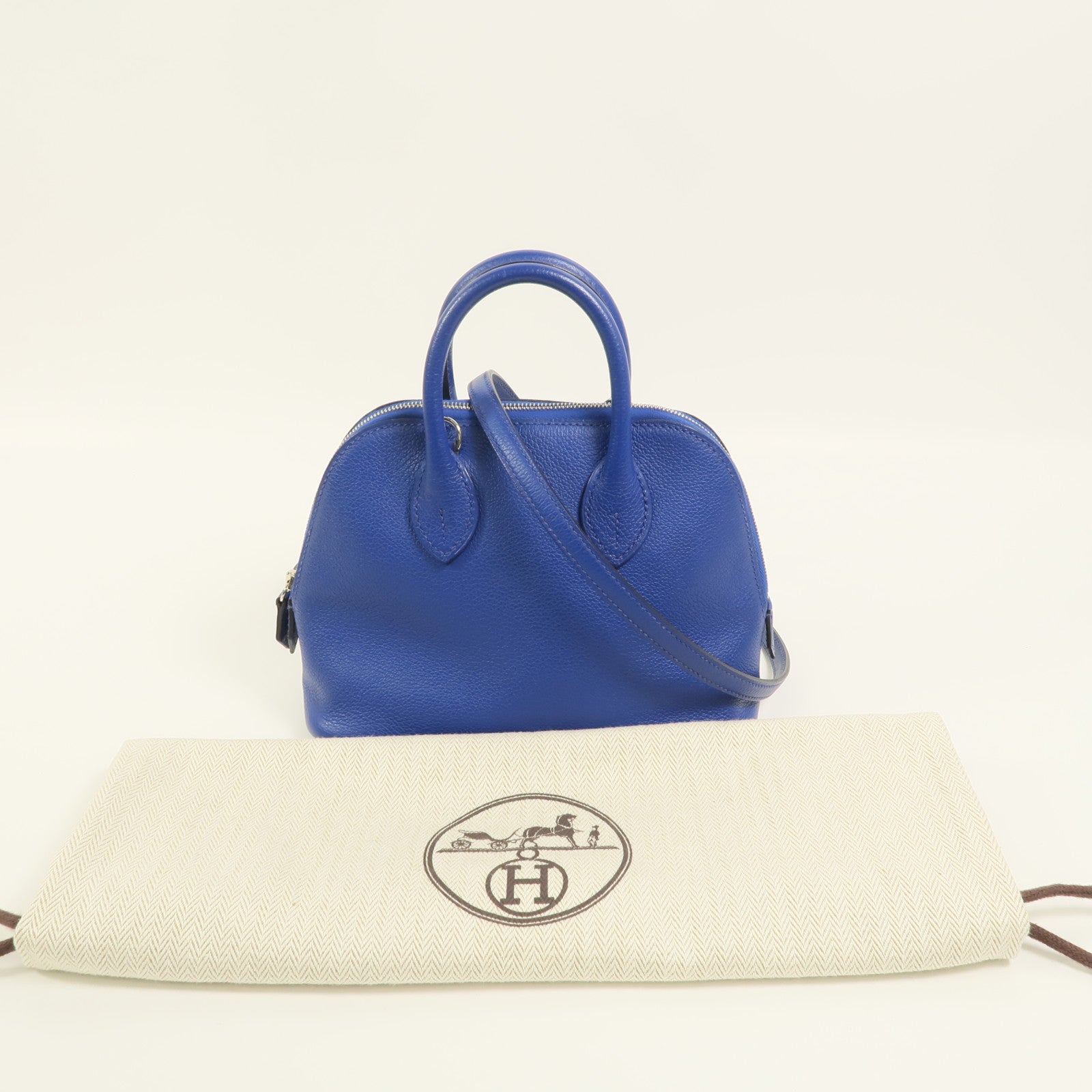 HERMES Evercolor皮革Mini Bolide 1923手挽肩背兩用袋Bleu Electrique