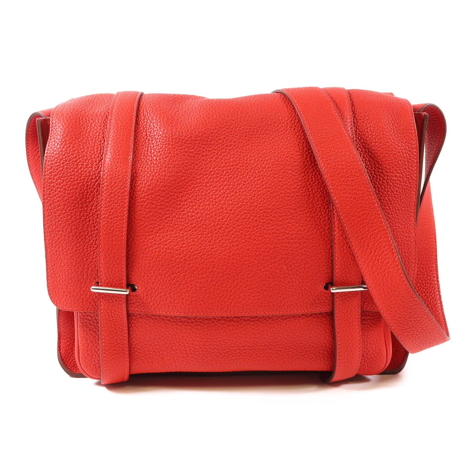 HERMES 【激減優惠】Clemence皮革Steve 35 Messenger Bag銀扣肩背袋