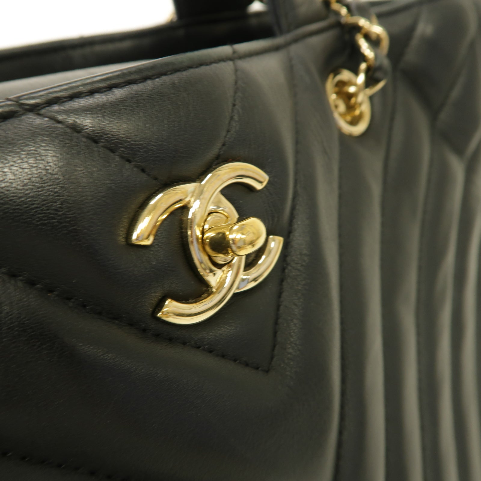 CHANEL 斜紋牛皮皮革2way Shoulder Bag金扣手挽肩背兩用袋黒色
