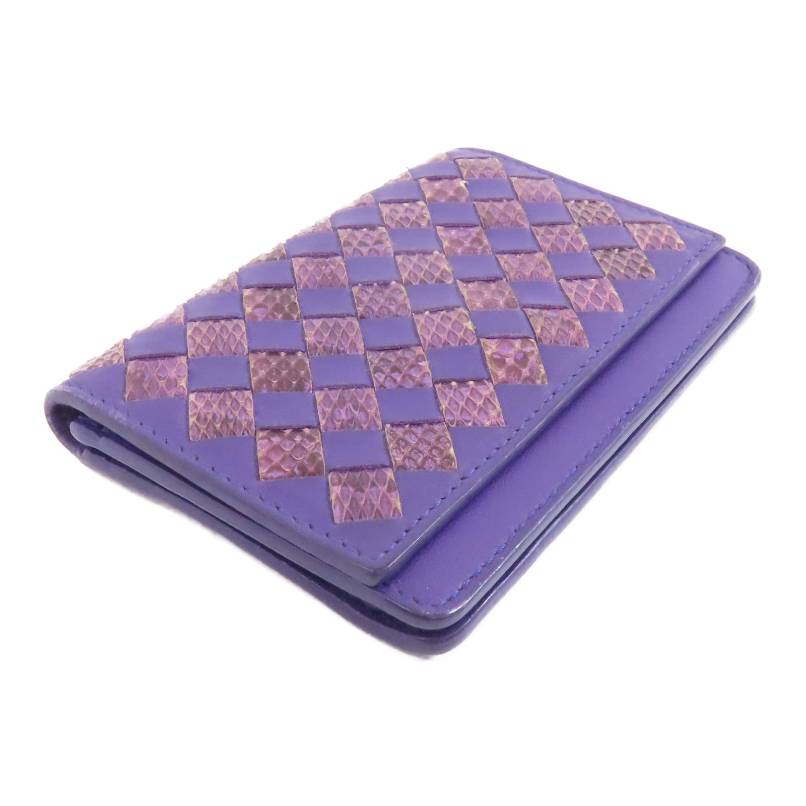 BOTTEGA VENETA 【激減優惠】羊皮皮革/蛇皮皮革Card Case卡片套紫色