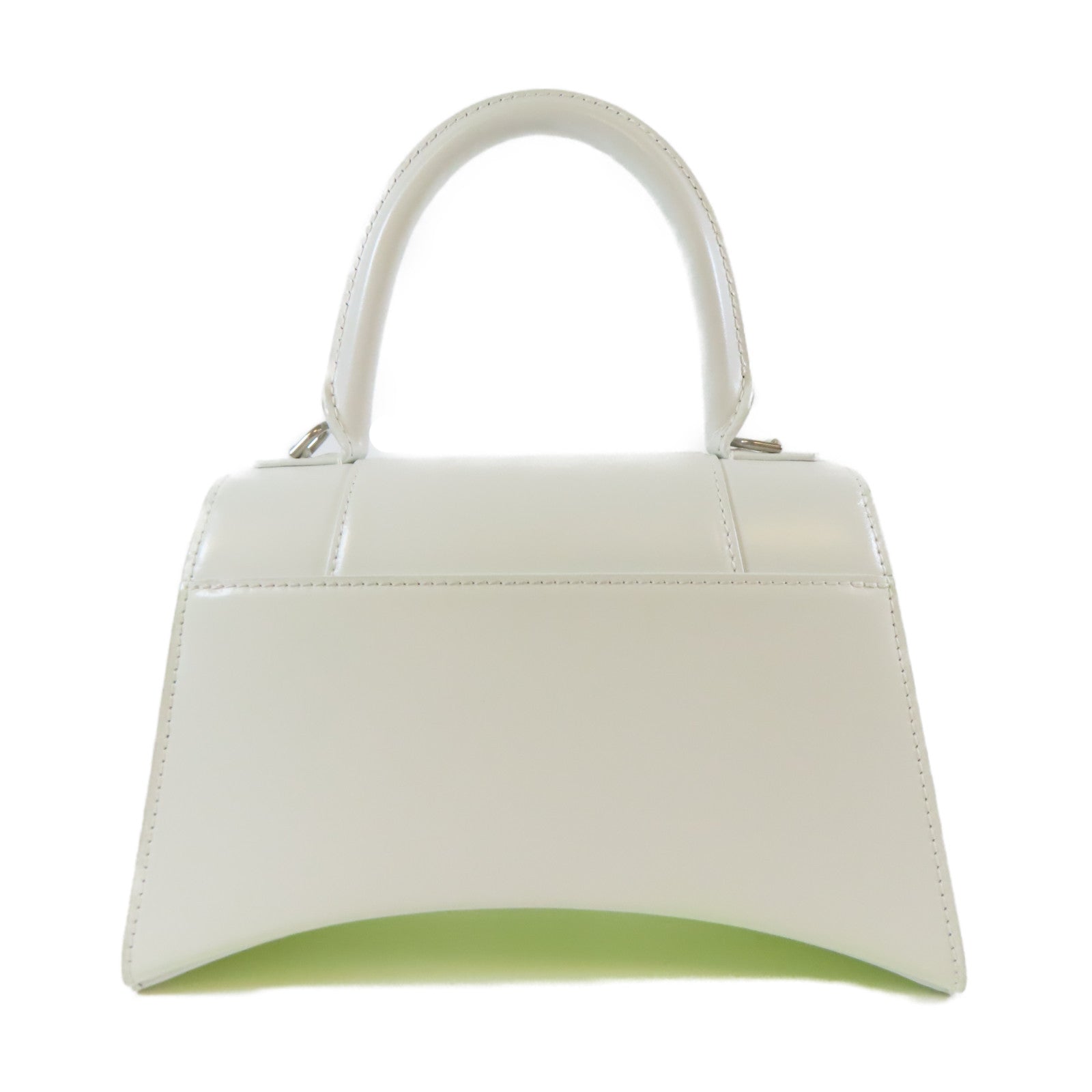 BALENCIAGA 牛皮皮革Hourglass銀扣手挽肩背兩用袋白色