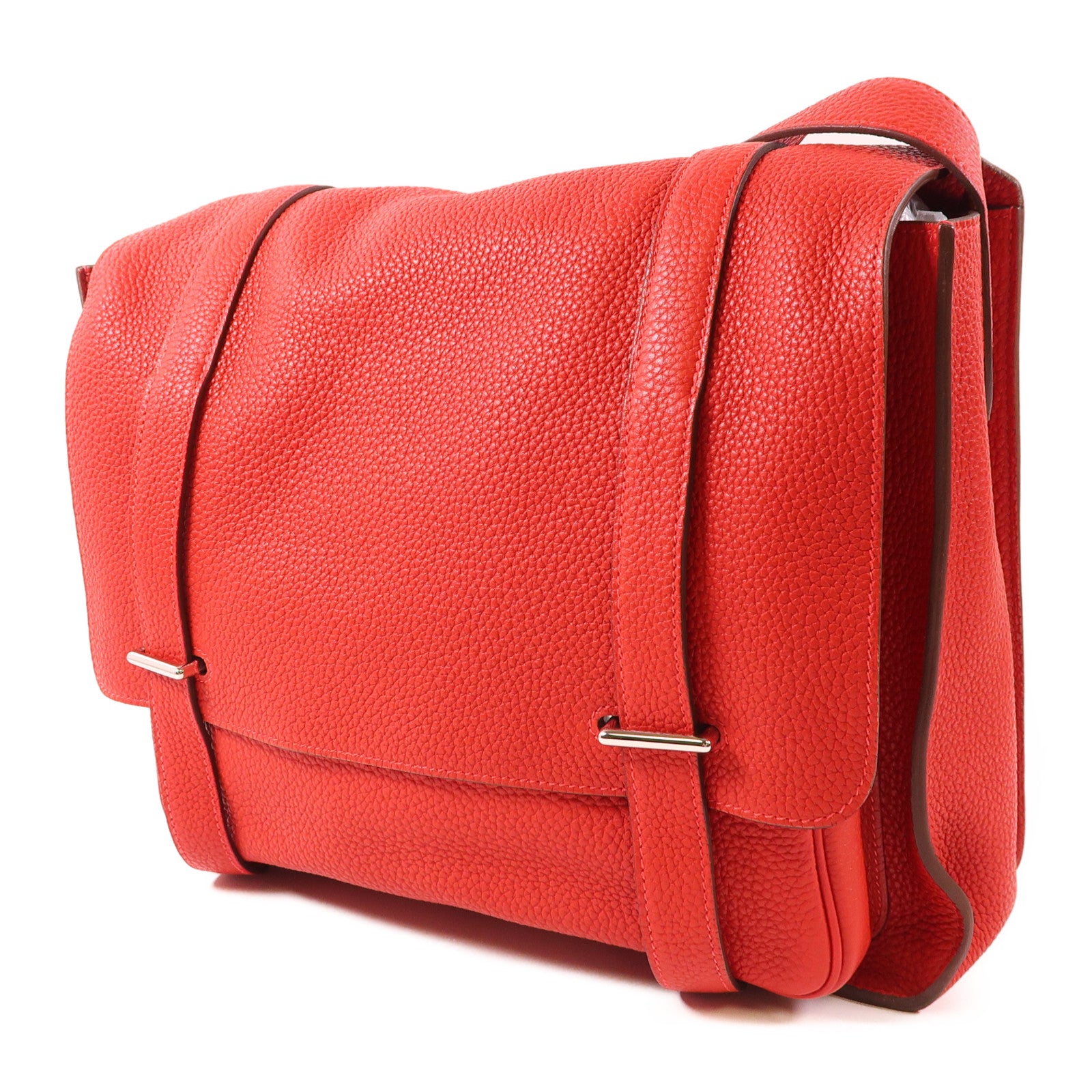 HERMES Clemence皮革Steve 35 Messenger Bag銀扣肩背袋