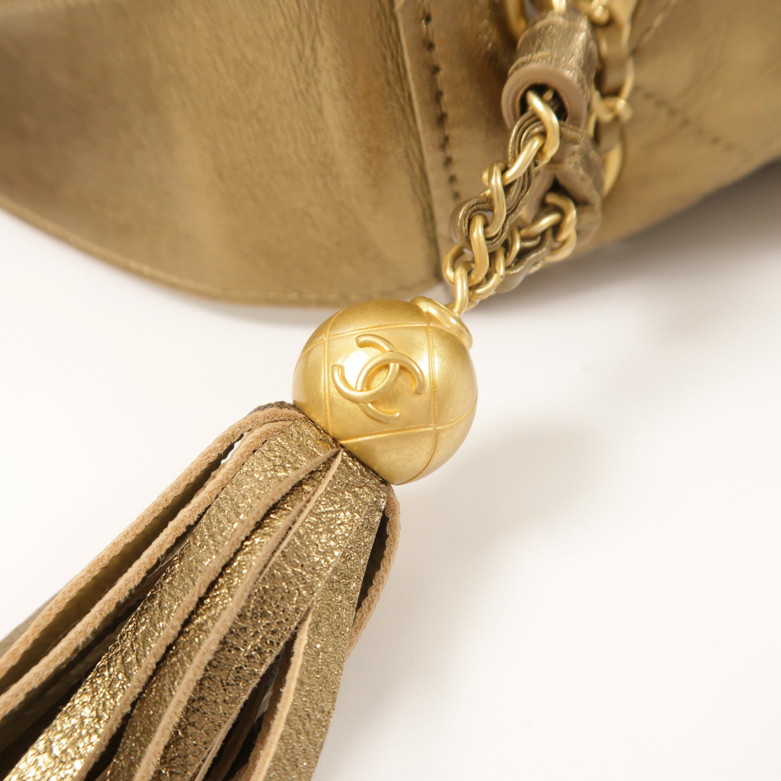 CHANEL 羊皮皮革Drawstring Bag金扣肩背袋