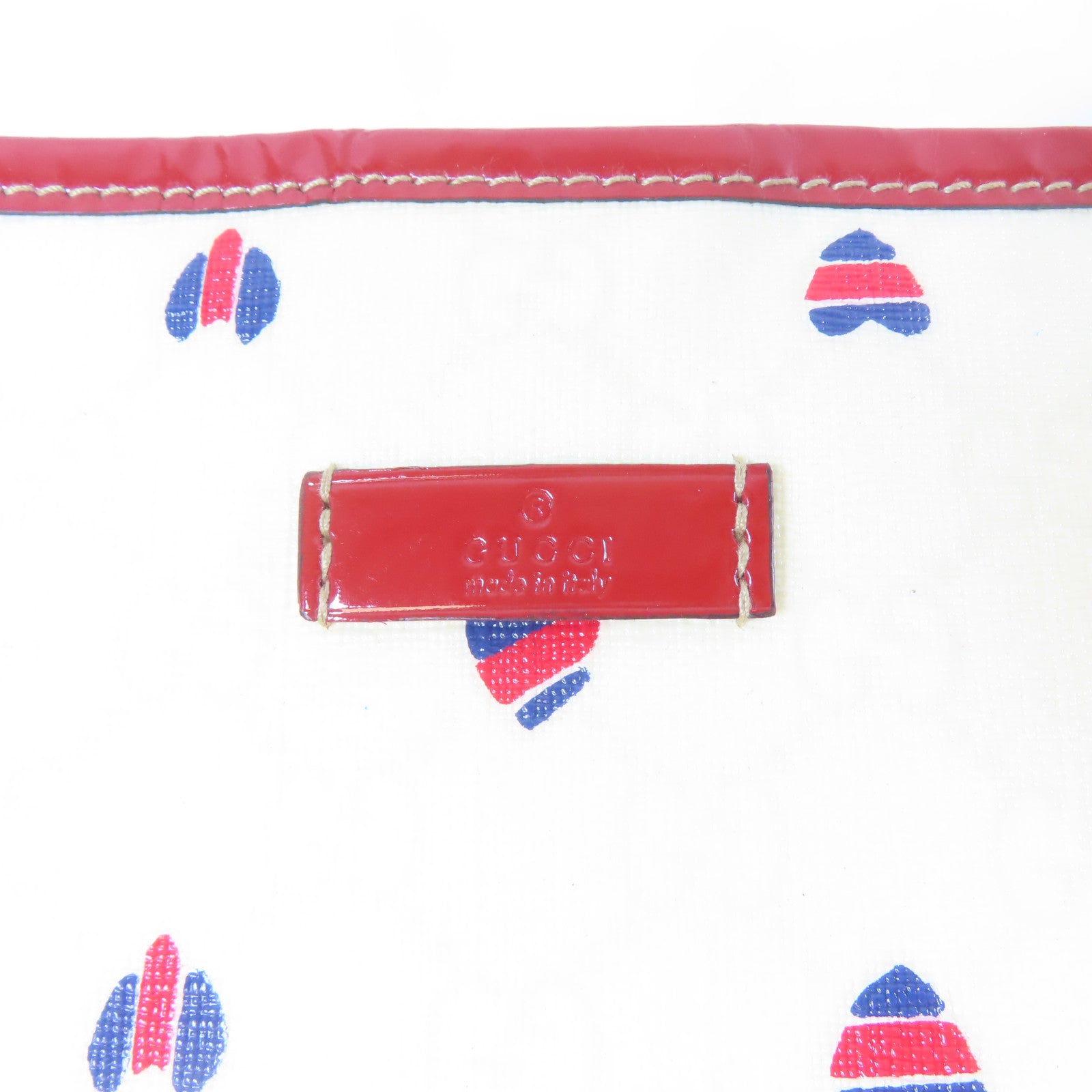 GUCCI 【激減優惠】塗層帆布Shoulder Bag銀扣肩背袋白色/紅色