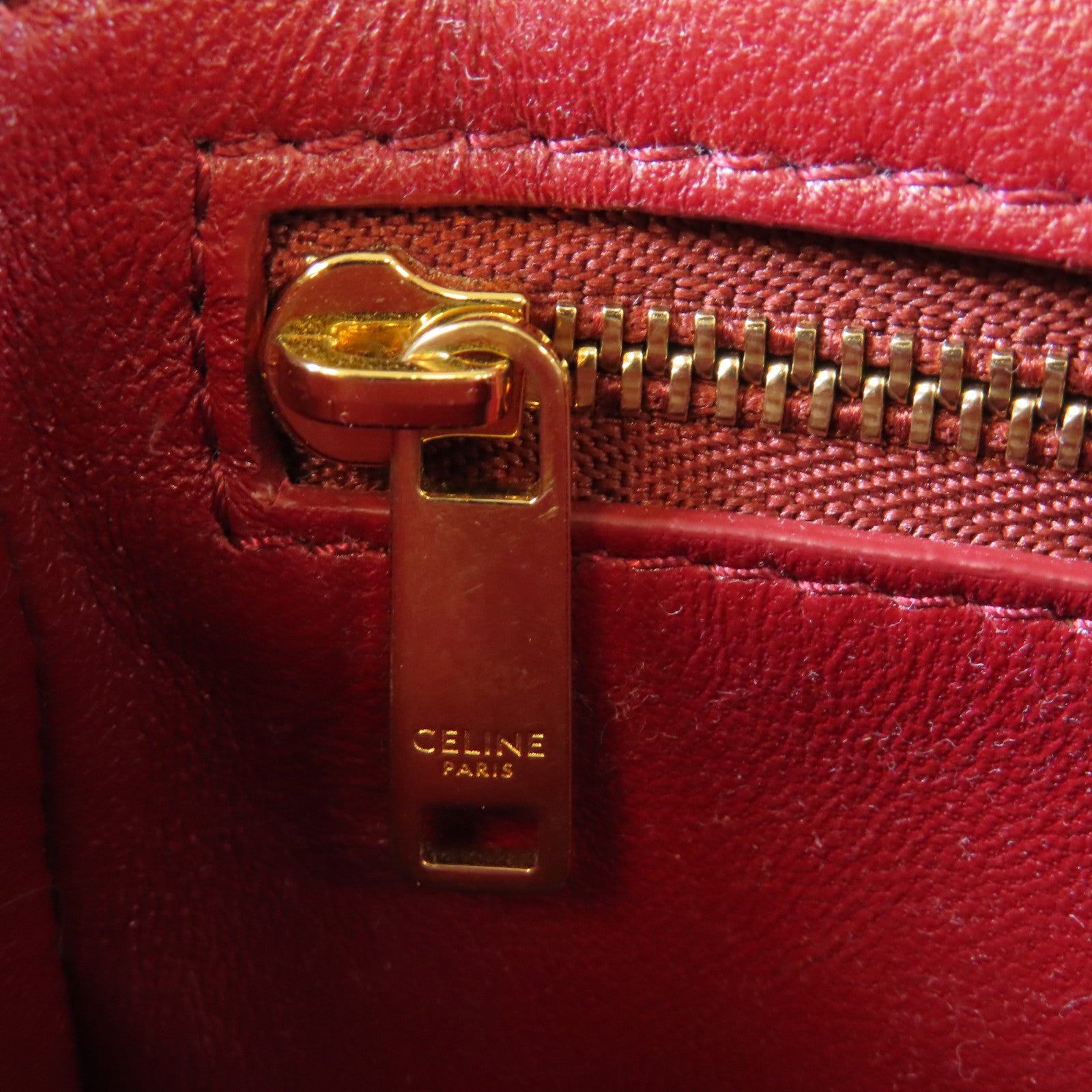 CELINE 蛇皮皮革Triomphe Shoulder Bag金扣肩背袋紅色