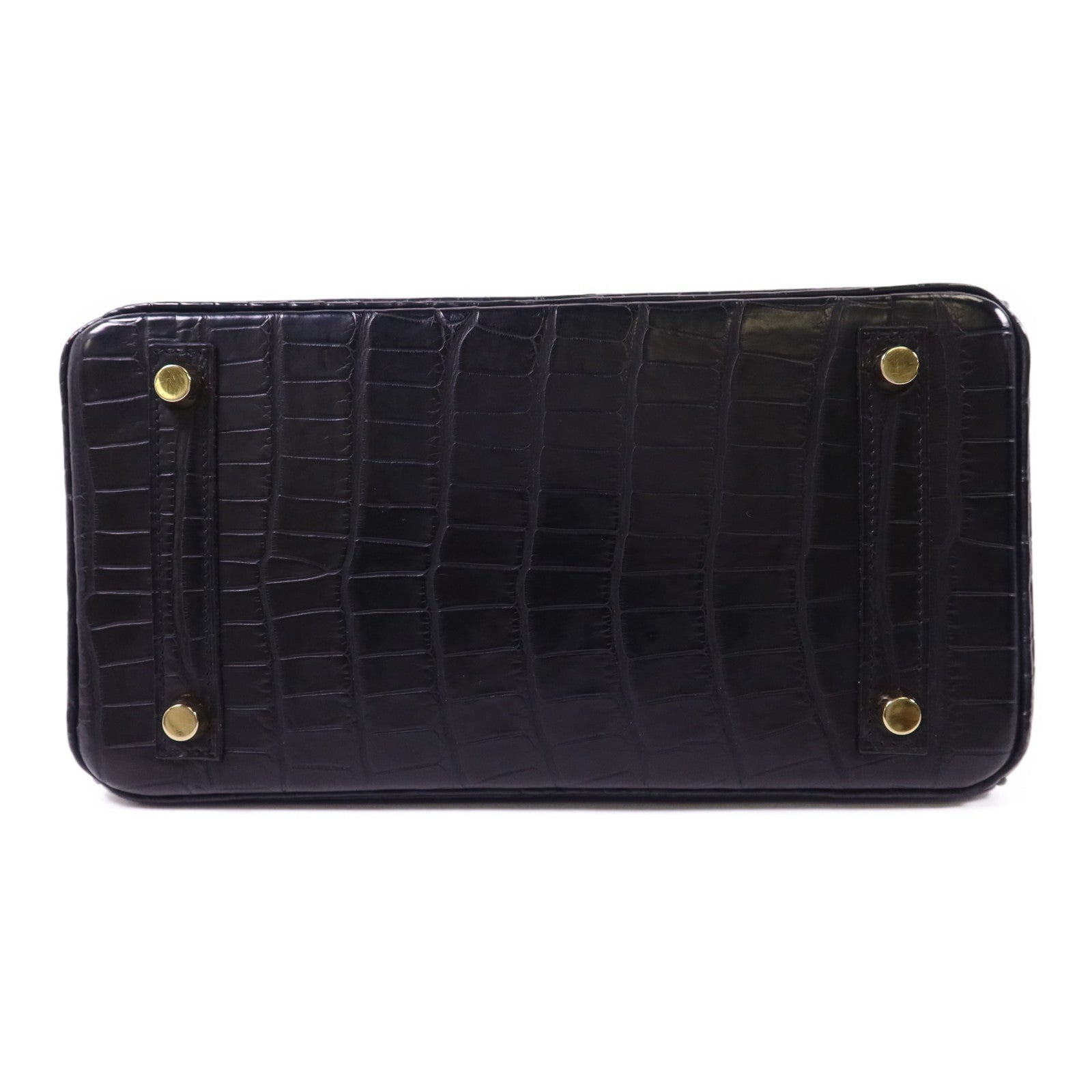 HERMES Alligator Mat皮革Birkin 25金扣手挽袋Noir