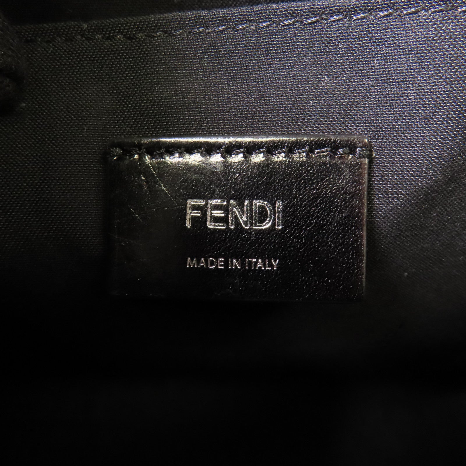 FENDI 牛皮皮革/塗層帆布Pouch銀扣手拿包